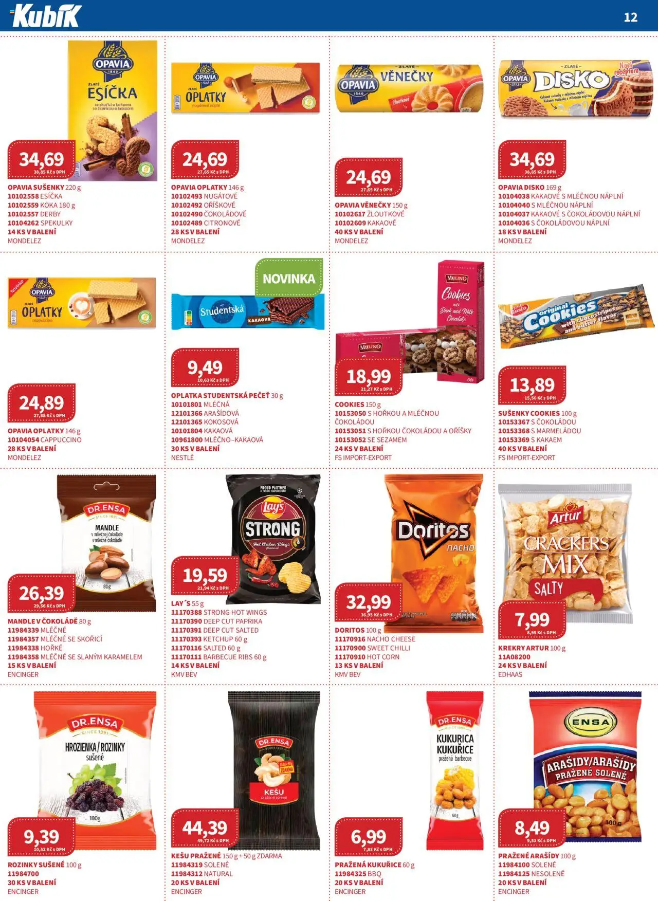 Kubík leták - Velkoobchod 09/2025 od 01.09.2025 | Strana: 12 | Produkty: Doritos, Krekry, Esíčka, Oplatky