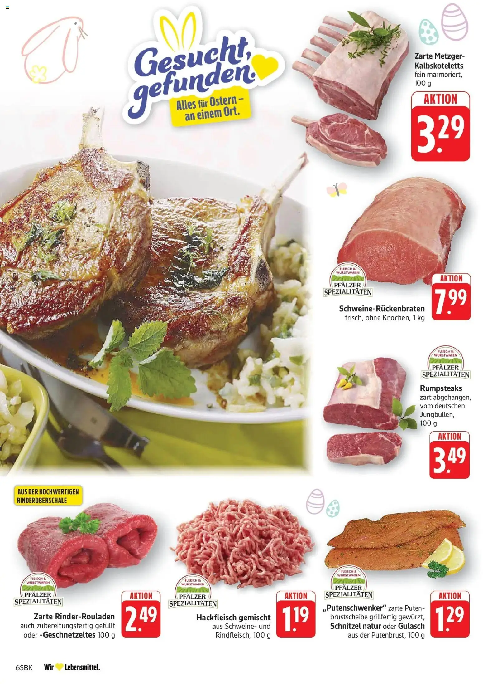 Angebote – gültig ab 30.03.2026 | Seite: 6 | Produkte: Rinderrouladen, Schnitzel, Fleisch, Hackfleisch