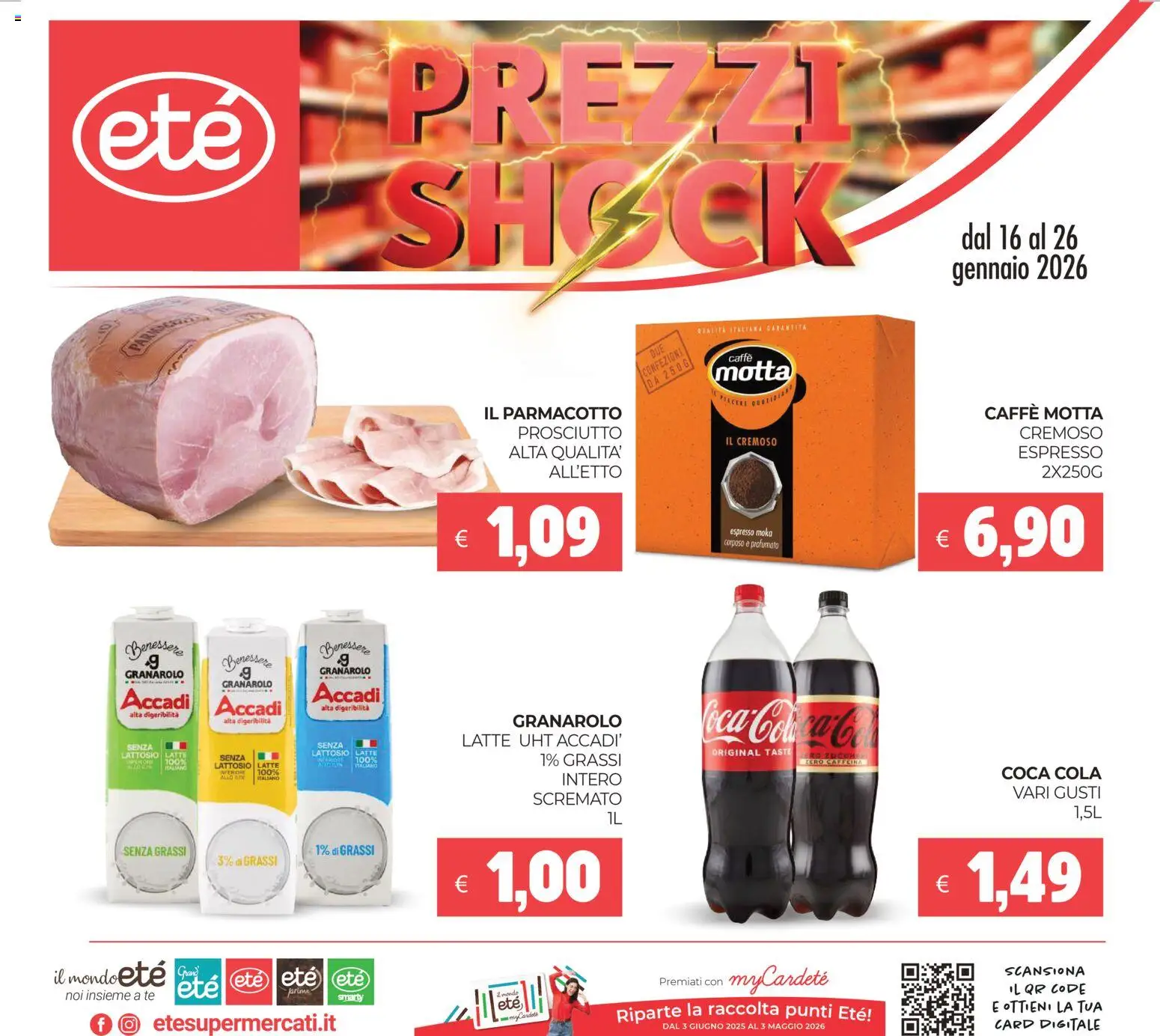 Volantino Eté del 16.01.2026 | Pagina: 1 | Prodotti: Caffè, Tè, Latte, Coca Cola