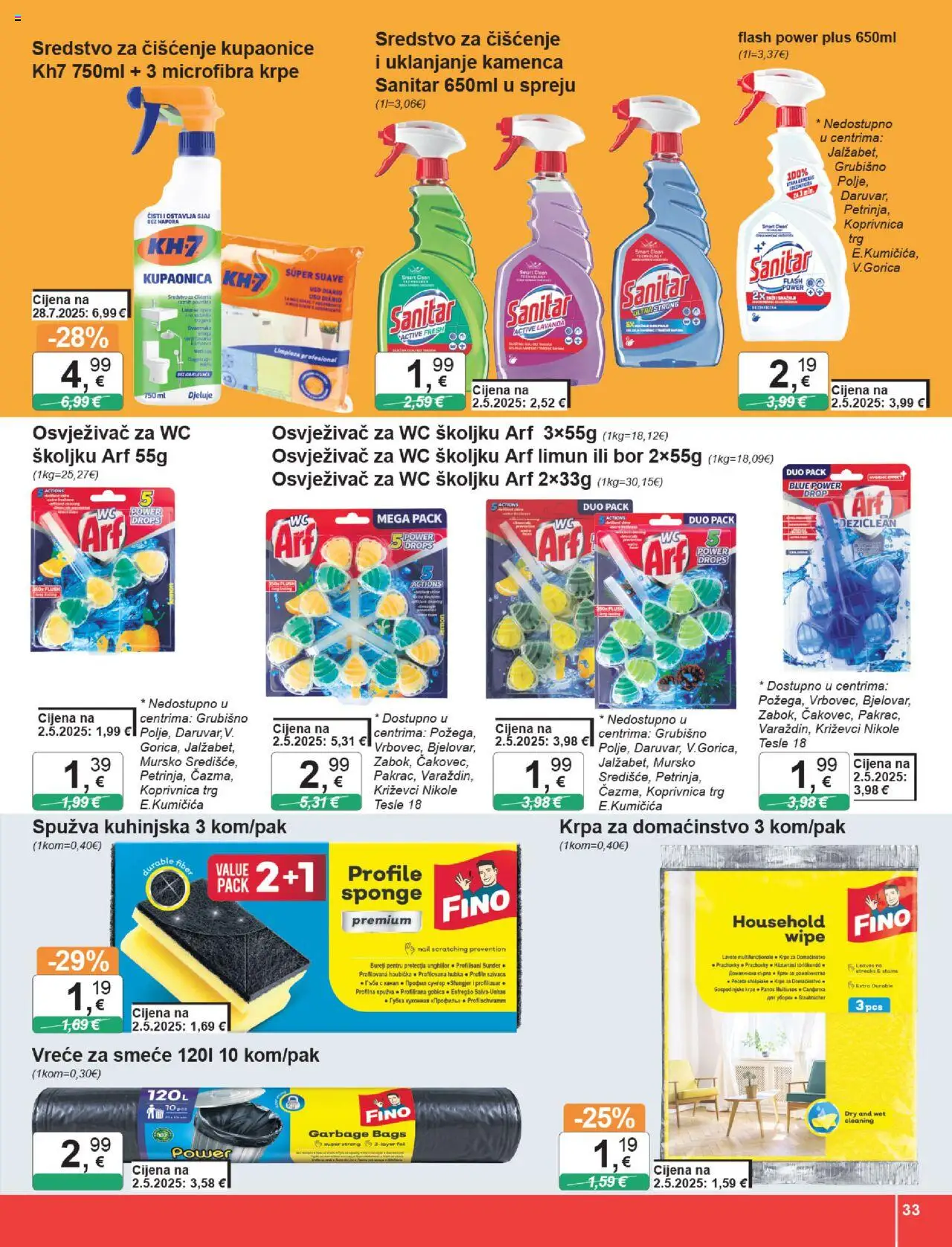 KTC katalog | vrijedi od 14.08.2025 | Stranica: 33 | Proizvodi: Kupaonica, Krpa, Vreće za smeće, Arf