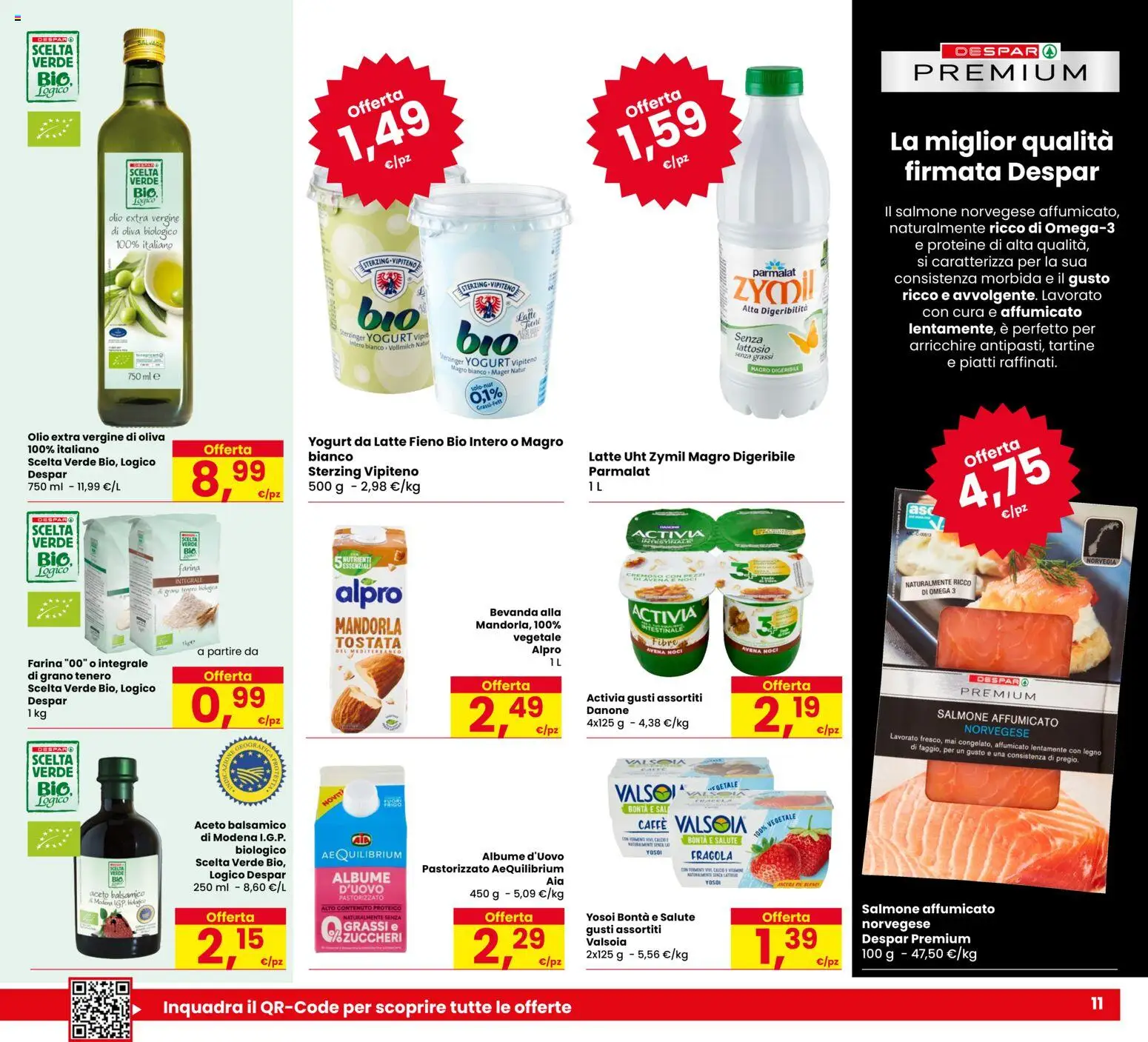 Volantino Despar del 05.03.2026 | Pagina: 11 | Prodotti: Salmone affumicato, Latte, Noci, Aceto