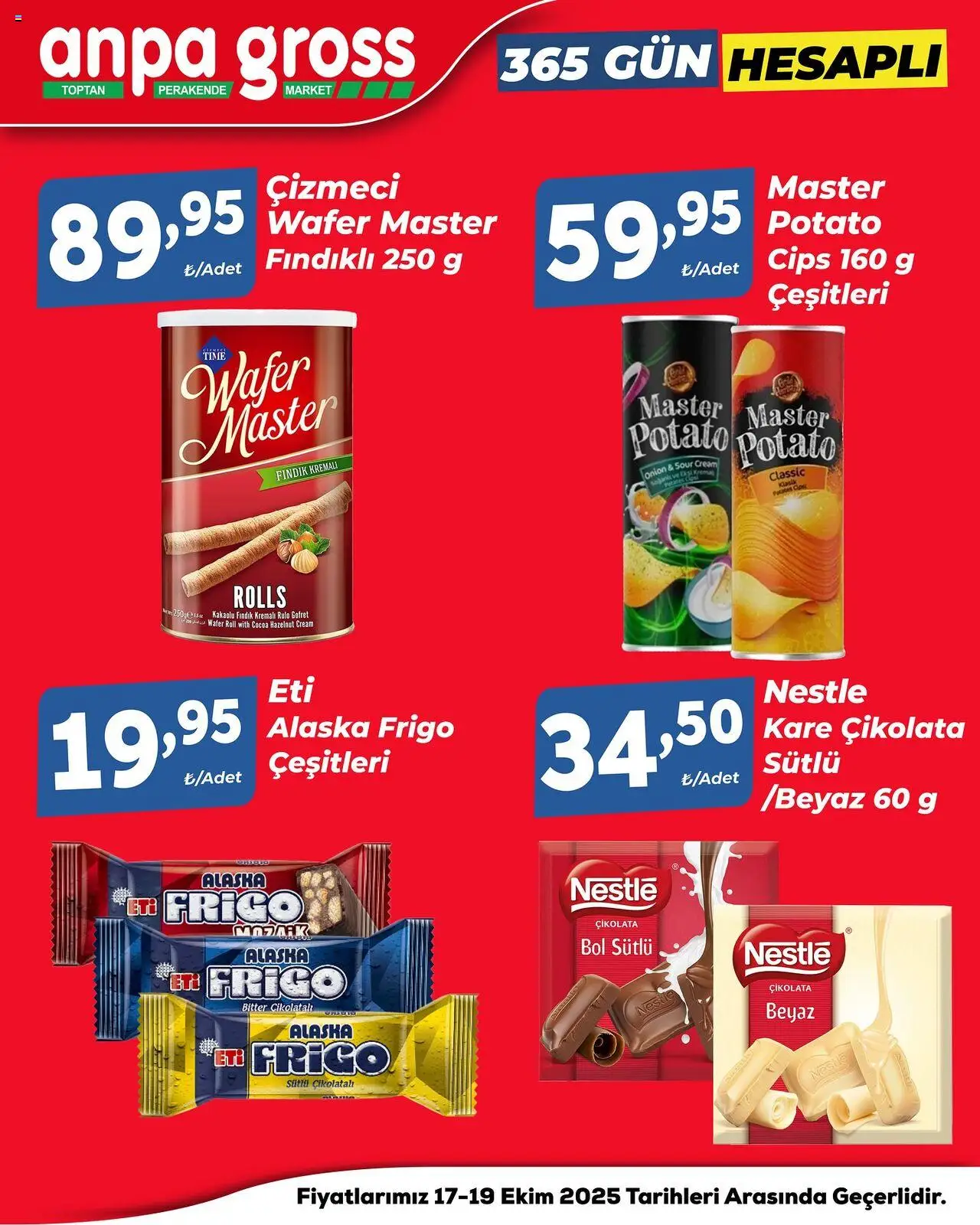 Anpa Gross Katalog Cuma-Pazar - 17.10.2025 tarihinden itibaren geçerlidir | Sayfa: 13 | Ürünler: Gofret, Çikolata, Cips, Fındık