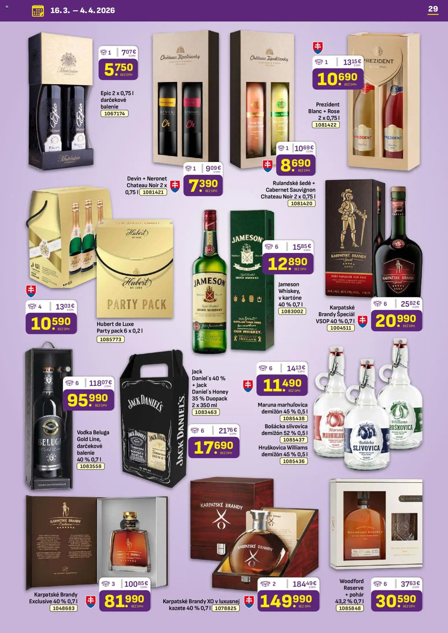 Nové Libex akcie – leták je platný od 16.03.2026 | Strana: 29 | Produkty: Jameson, Víno, Brandy, Jack Daniel's