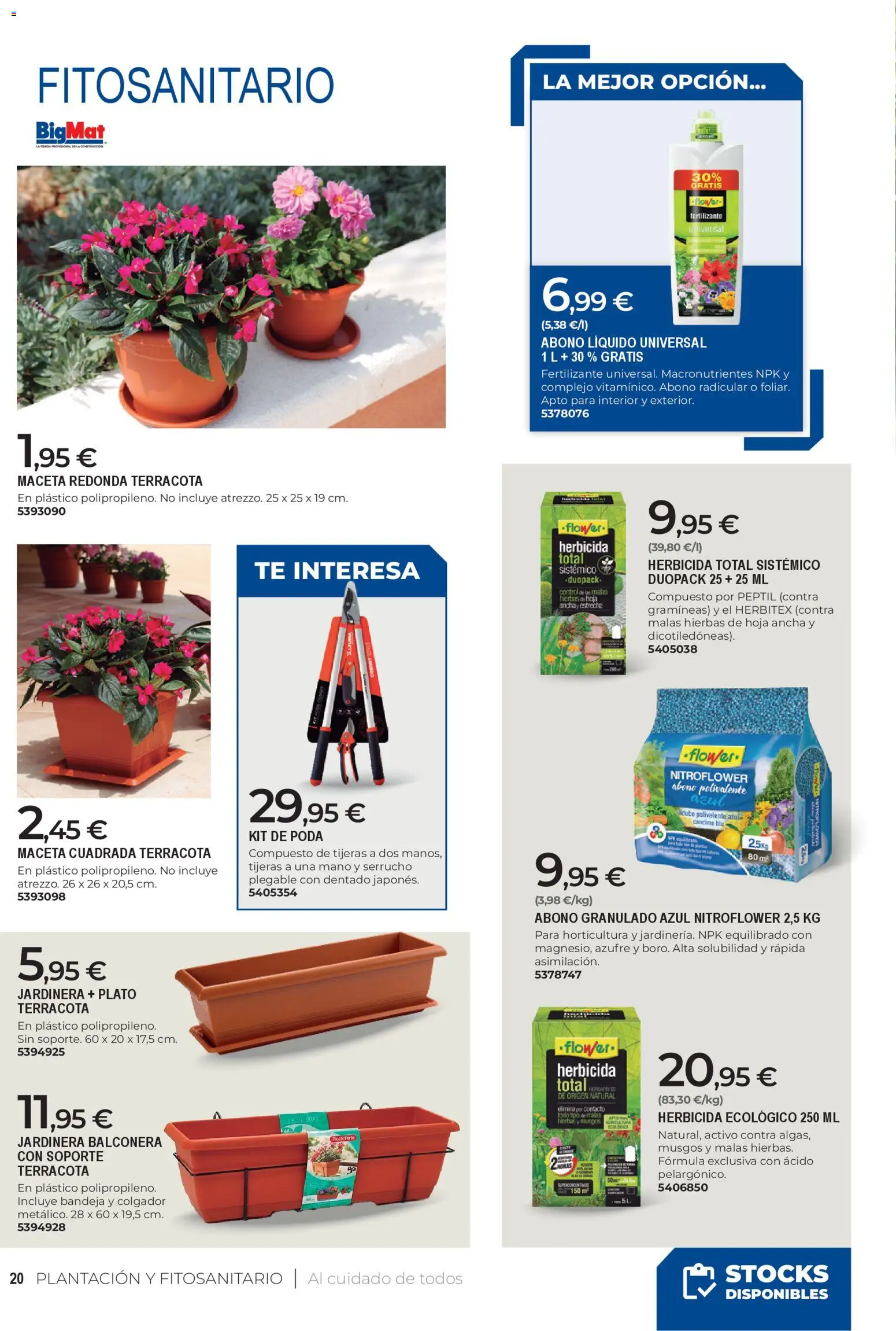 BigMat - Jardin y Piscinas 2026 │ válido desde el 23.03.2026 | Página: 20 | Productos: Serrucho, Té, Bandeja, Maceta