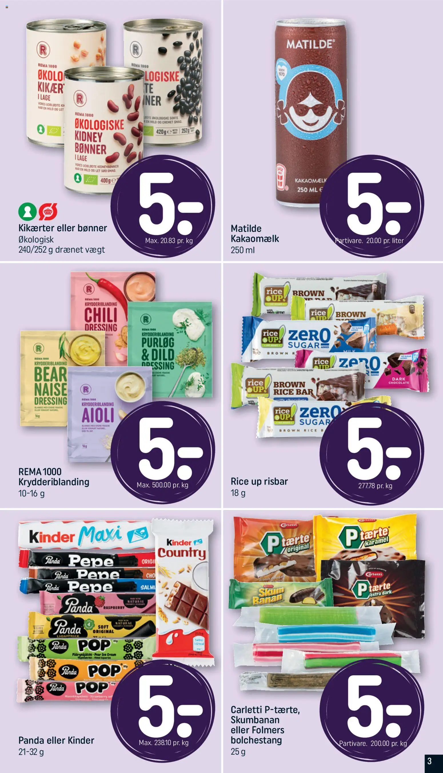 Rema 1000 tilbudsavis – gyldig fra 22.03.2026 | Side: 3 | Produkter: Kakaomælk, Dild, Bønner, Kidneybønner