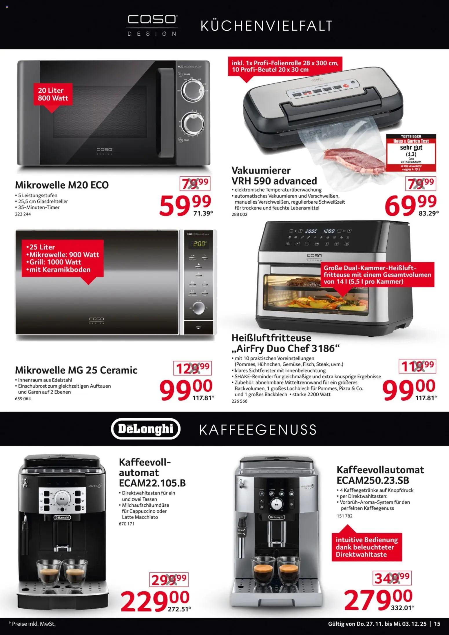 Selgros  Non Food – gültig ab 27.11.2025 | Seite: 15 | Produkte: Mikrowelle, Grill, Vakuumierer, Heißluftfritteuse