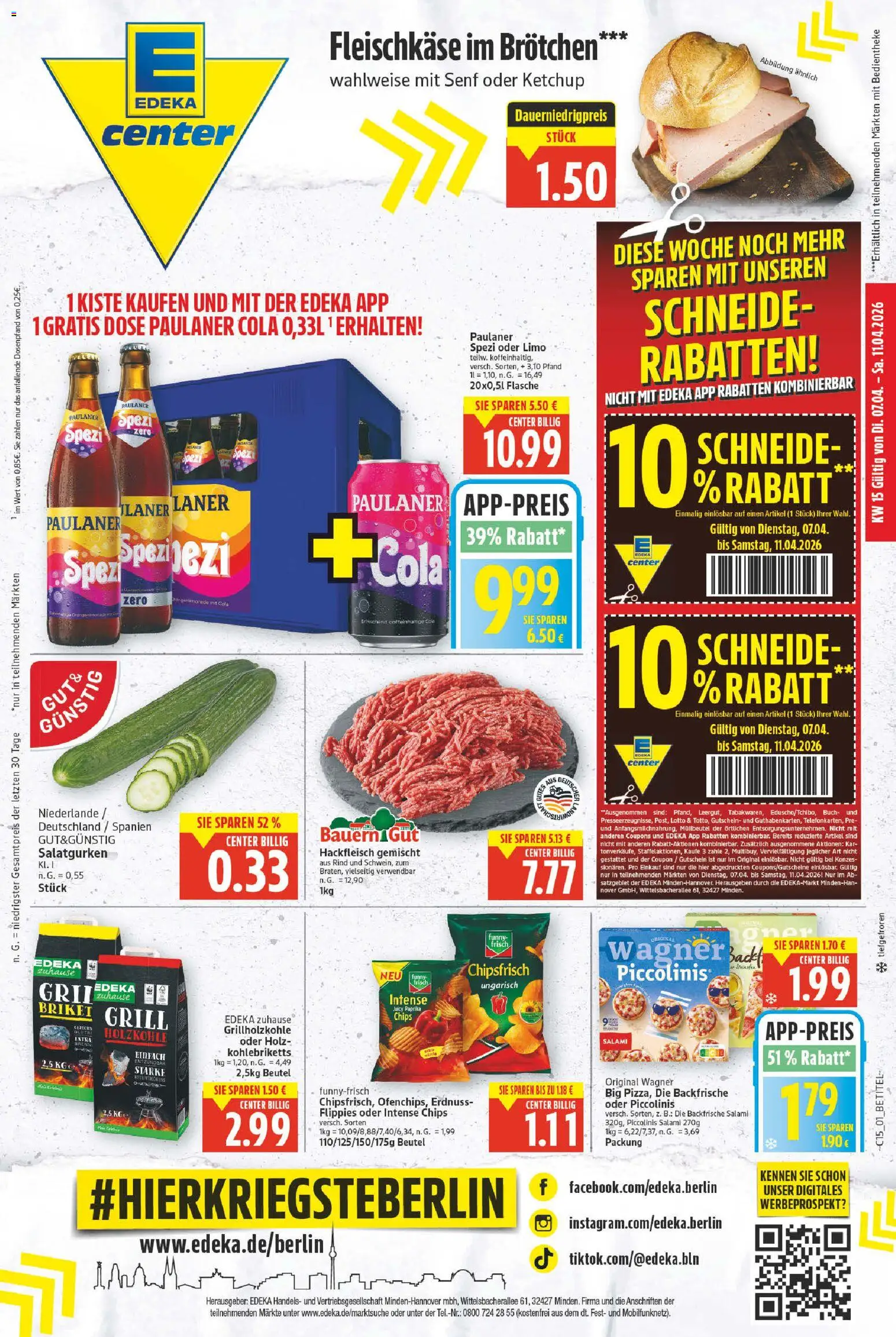 E center Prospekt 	 – gültig ab 07.04.2026 | Seite: 1 | Produkte: Cola, Paprika, Piccolinis, Ketchup