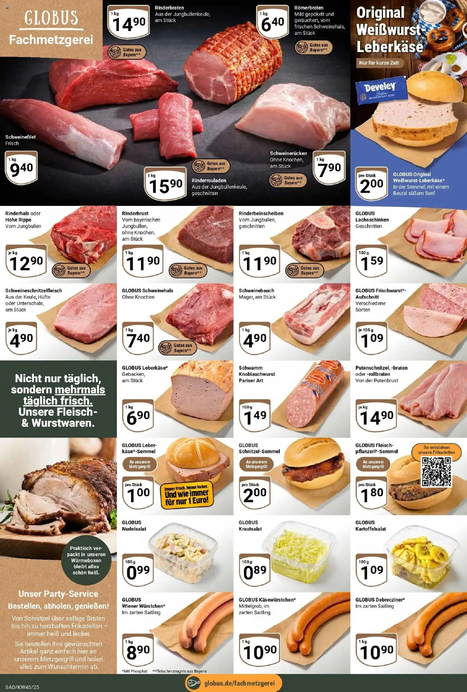 Globus prospekt Schwandorf	 – gültig ab 02.11.2025 | Seite: 8 | Produkte: Rinderrouladen, Rinderbraten, Weißwurst, Schnitzel