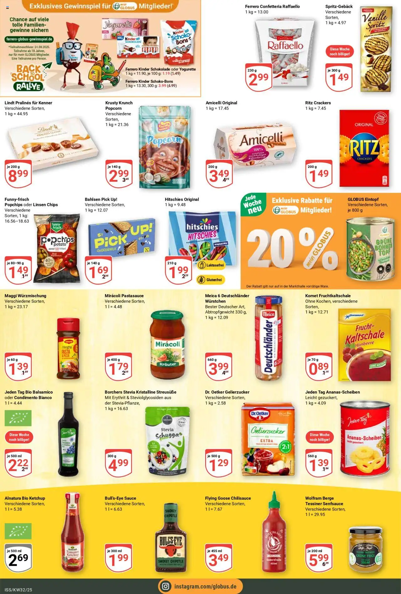 Globus Prospekt 	 - gültig ab dem 04.08.2025 | Seite: 16 | Produkte: Kinder schokolade, Balsamico, Funny frisch, Chips