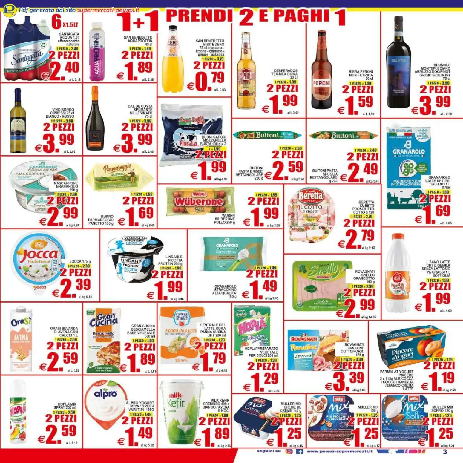 Volantino Pewex del 29.04.2026 | Pagina: 3 | Prodotti: Cioccolato, Mozzarella, Latte, Pasta brisée
