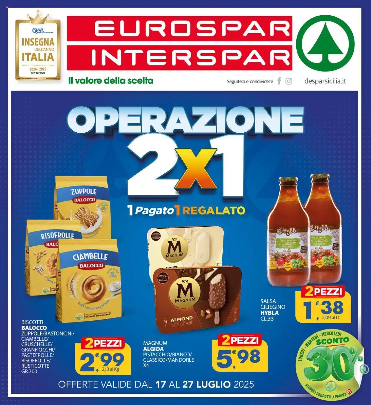 Volantino Interspar del 17.07.2025 | Pagina: 1 | Prodotti: Ciambelle, Panna, Farina, Basilico