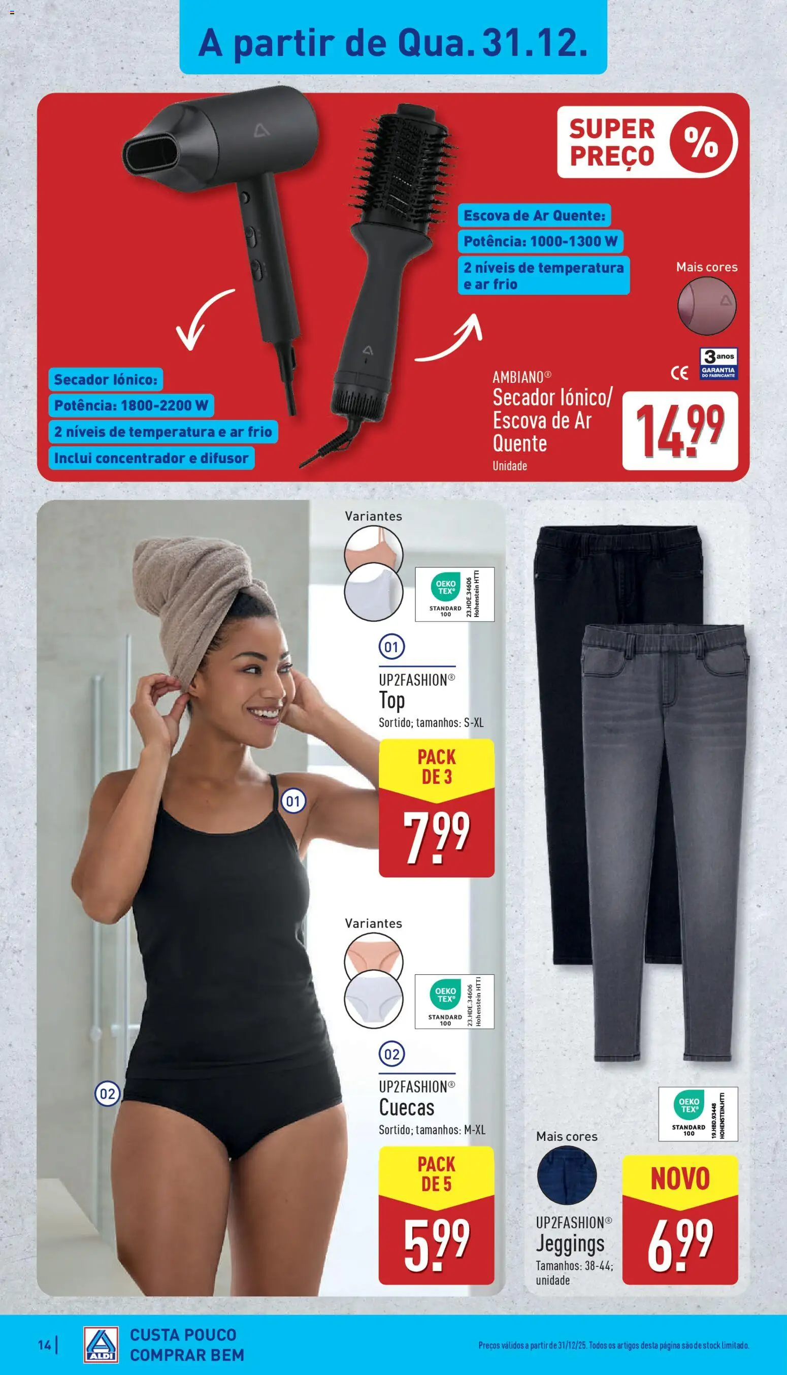 Aldi folheto │ válido de 29.12.2025 | Página: 14 | Produtos: Secador, Cuecas, Difusor