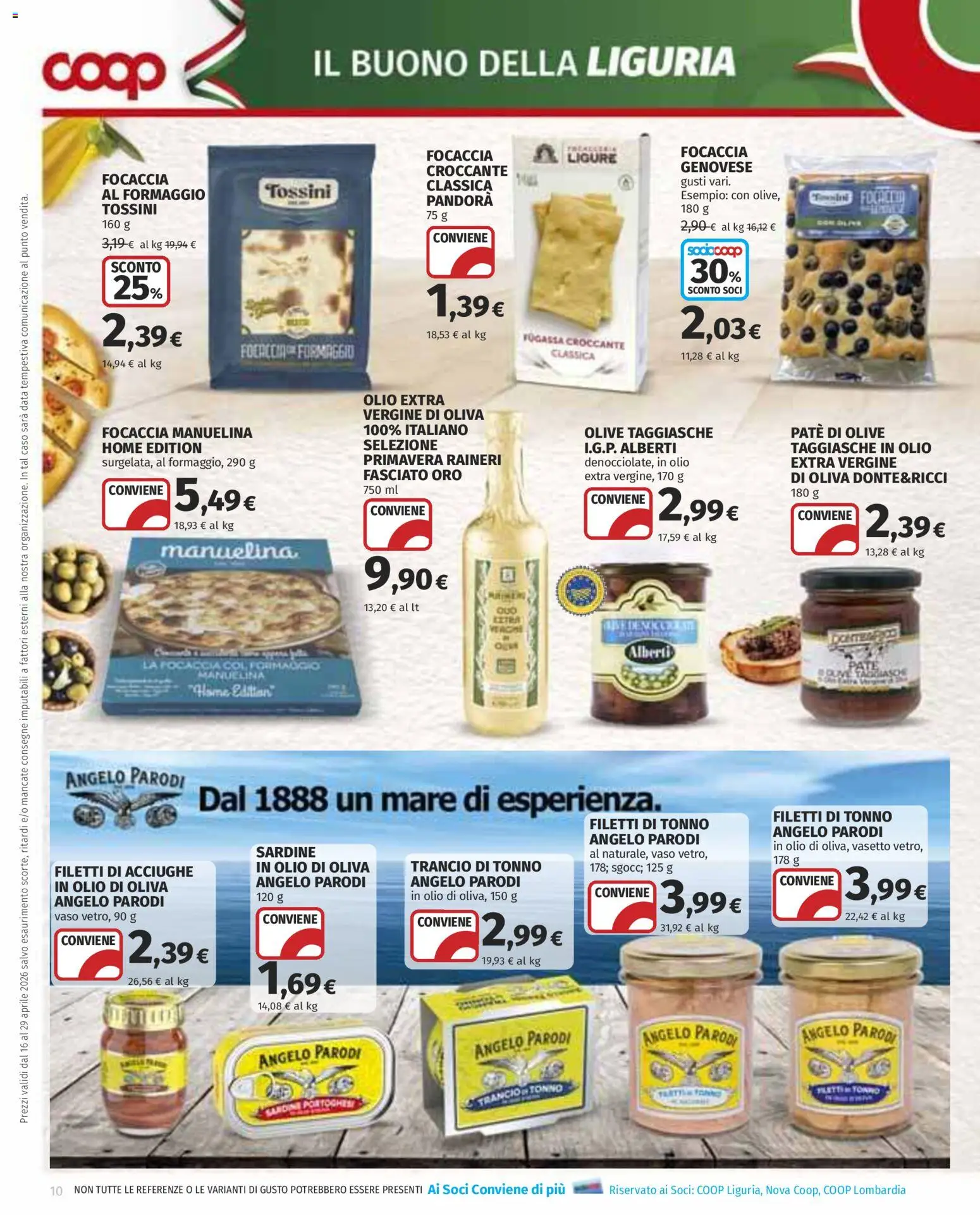 Volantino COOP del 16.04.2026 | Pagina: 10 | Prodotti: Paté, Olio, Acciughe, Vaso