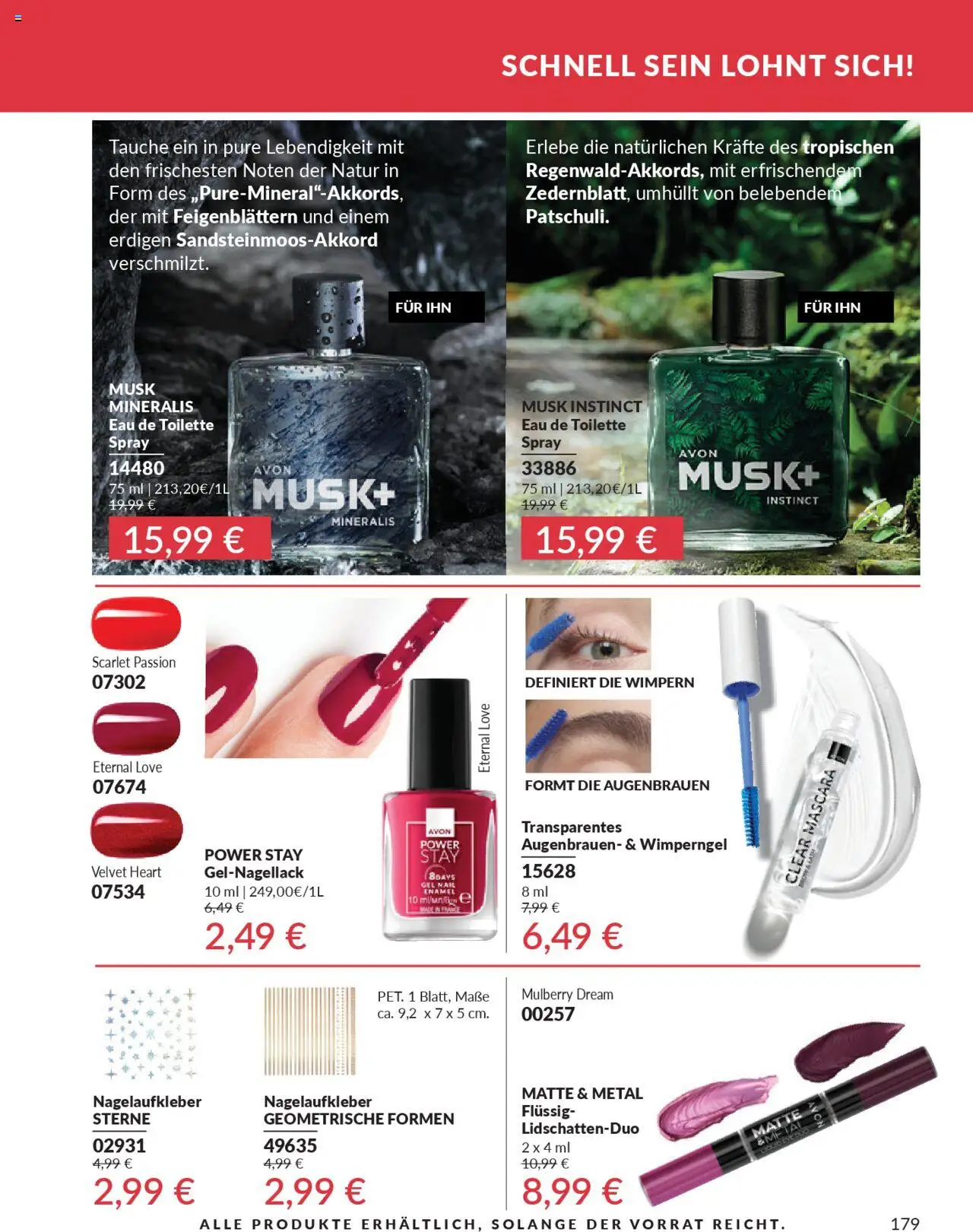 AVON Katalog Oktober 2025 – gültig ab 01.10.2025 | Seite: 181 | Produkte: Toilette, Eau de Toilette, Mascara
