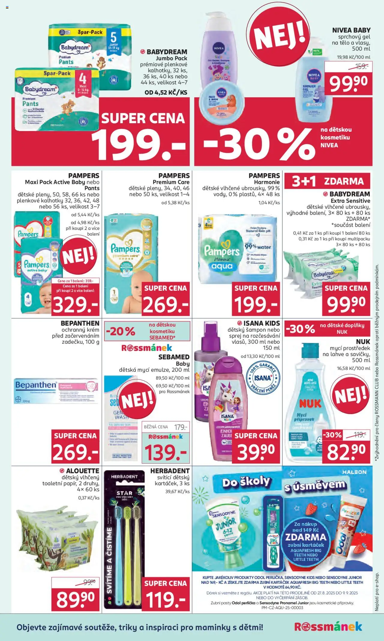 Rossmann leták od 27.08.2025 | Strana: 15 | Produkty: Sprchový gel, Zubní kartáček, Pants, Plenkové kalhotky