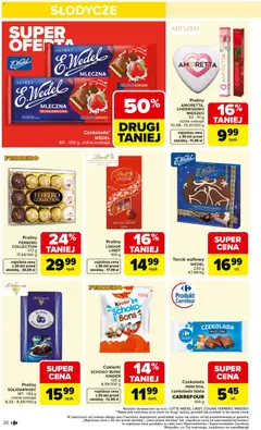 Pogląd oferty "Carrefour Gazetka" - ważna od 02.02.2026 | Strona: 28 | Produkty: Słodycze, Czekolada mleczna, Praliny, Torcik wedlowski