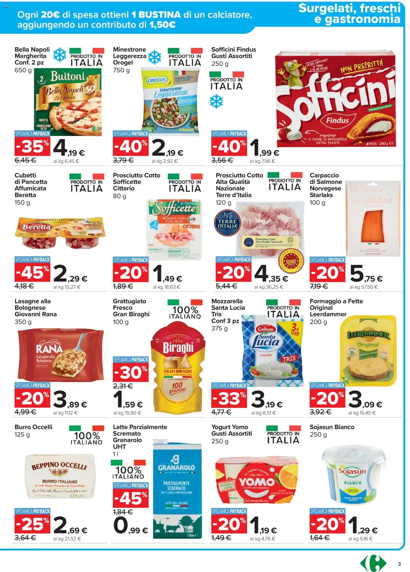 Volantino Carrefour del 20.11.2025 | Pagina: 3 | Prodotti: Minestrone, Yogurt, Centrifuga, Agrumi