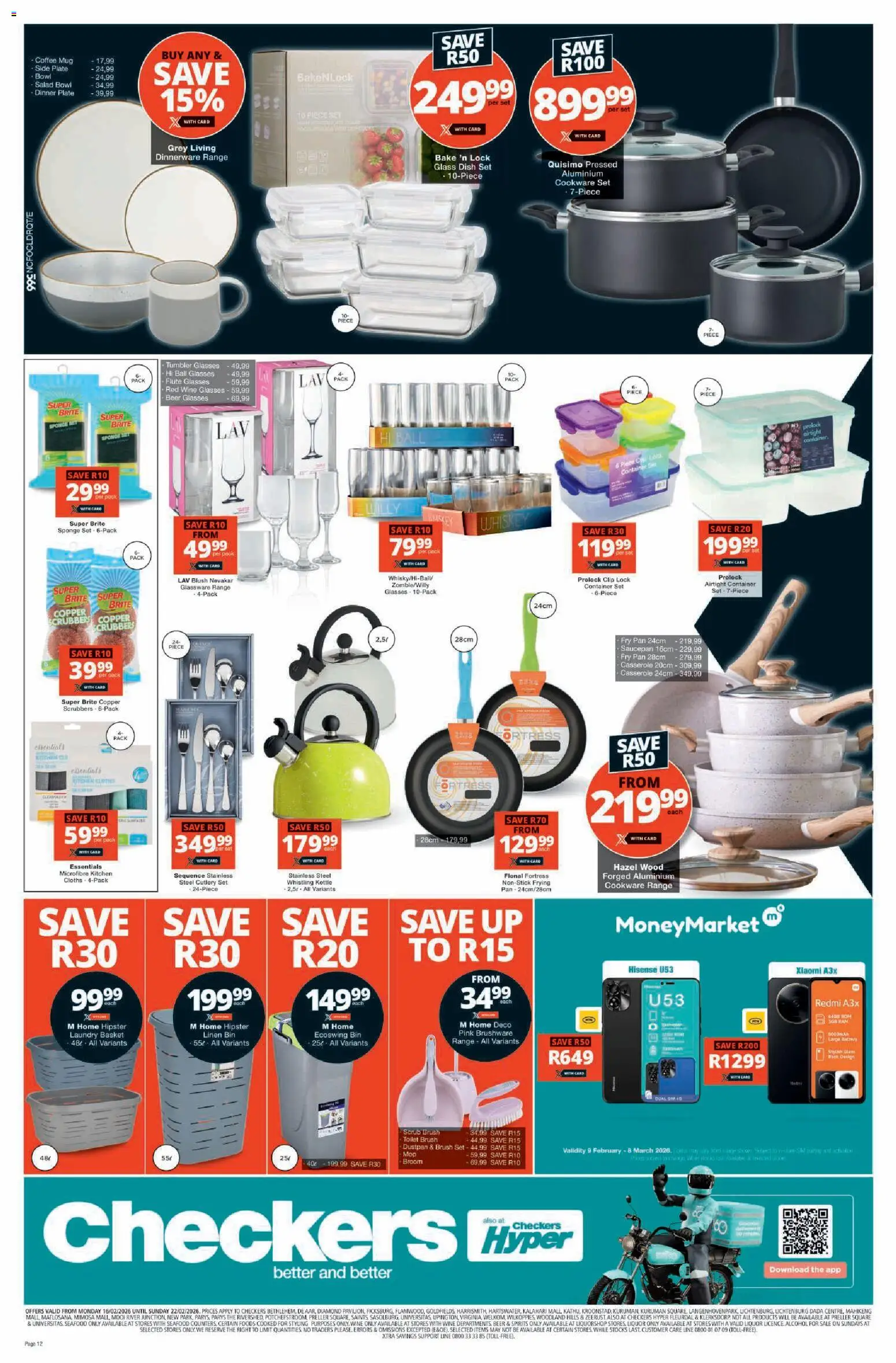 New Checkers catalogue – valid from 16.02.2026 | Page: 12 | Products: Kettle, Battery, Broom, Wine