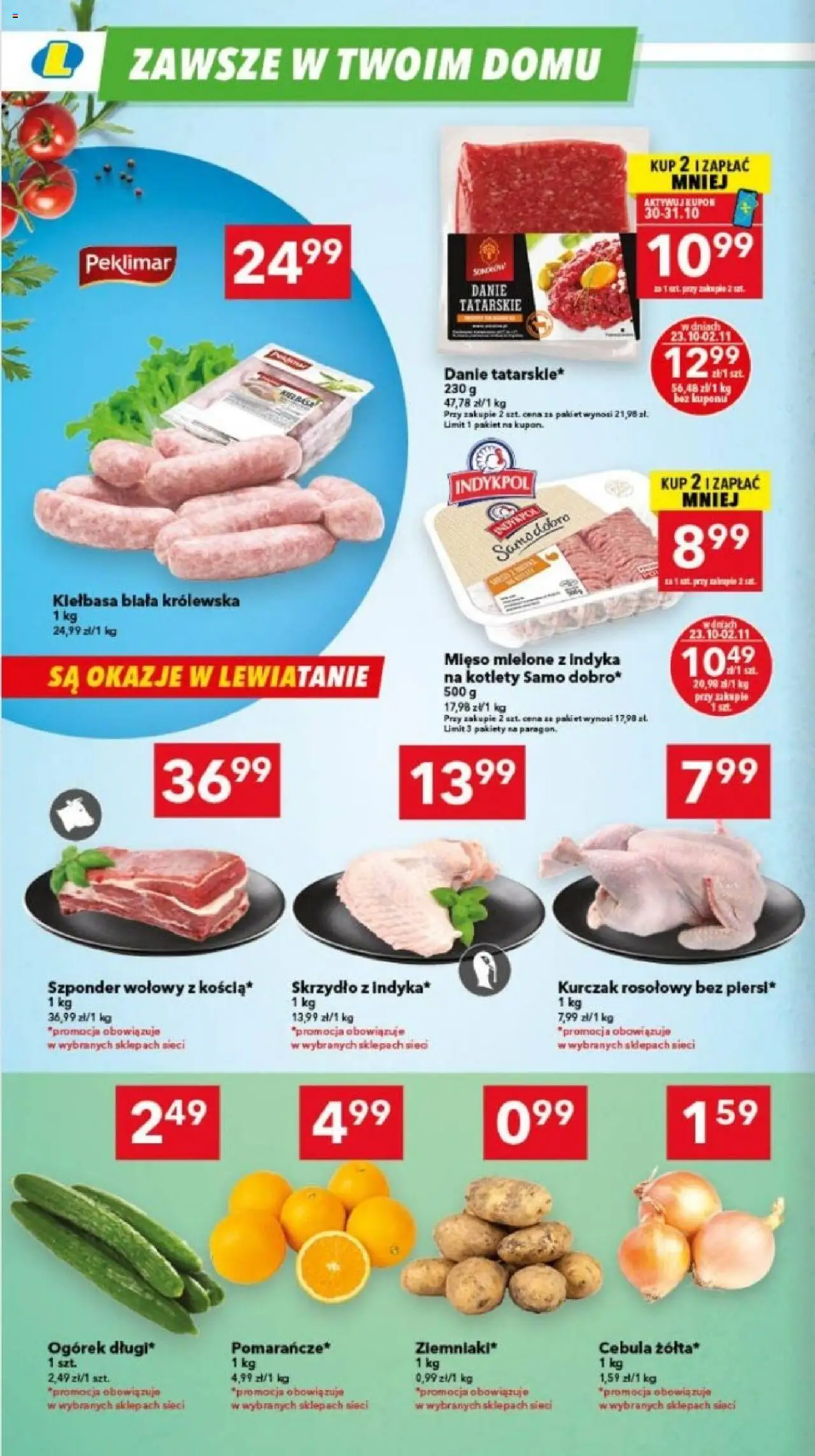 Lewiatan gazetka - Bydgoszcz od 23.10.2025 | Strona: 4 | Produkty: Kiełbasa, Mięso, Mięso mielone, Kotlety