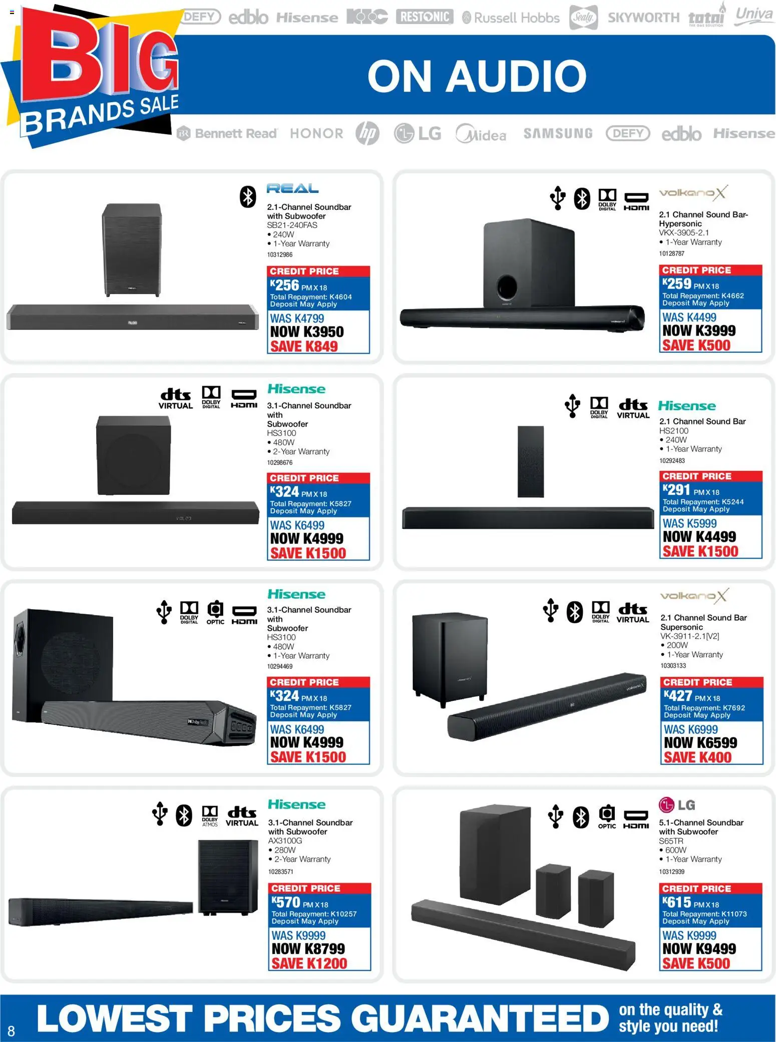 New OK Furniture catalogue – valid from 13.04.2026 | Page: 8 | Products: Audio, Soundbar, Subwoofer