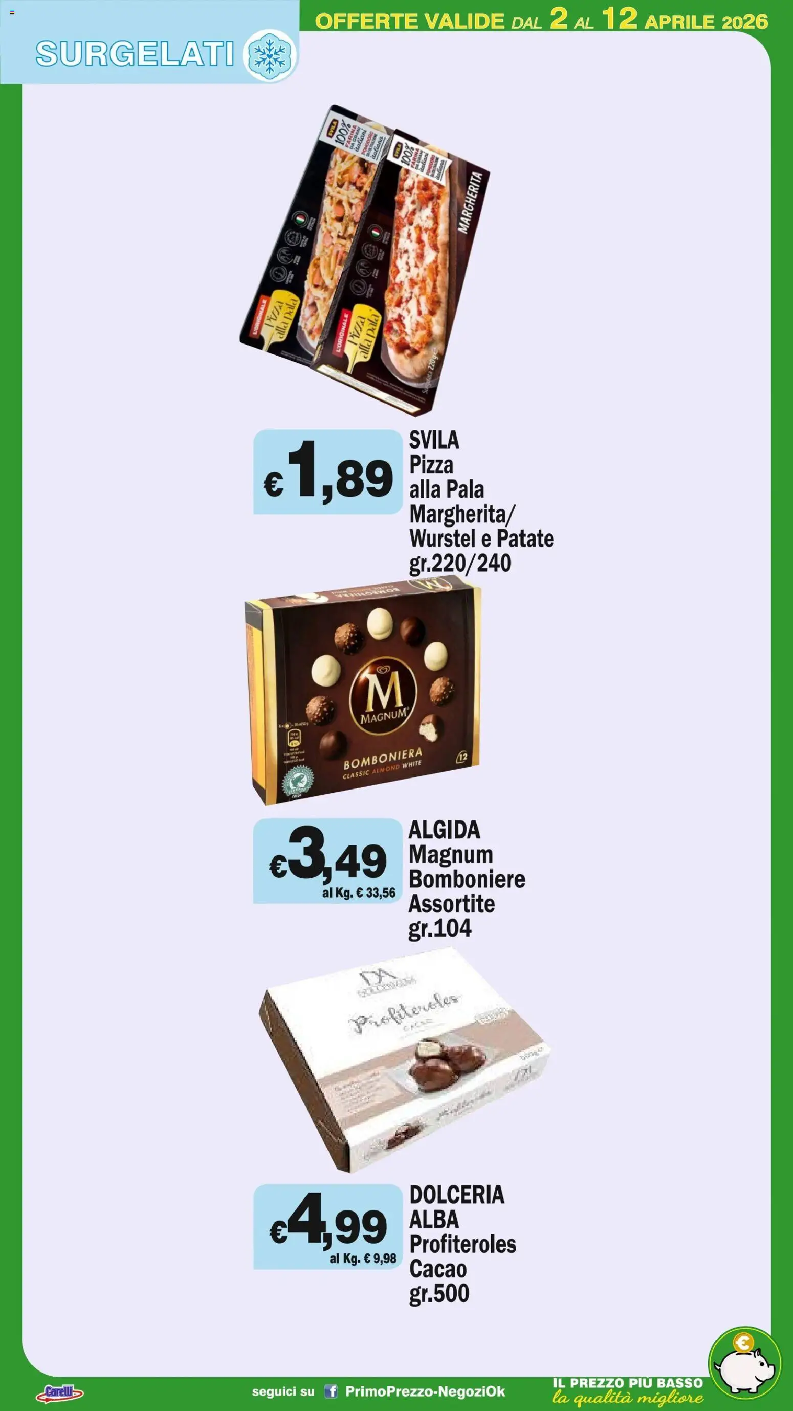 Volantino Primo Prezzo del 02.04.2026 | Pagina: 39 | Prodotti: Patate, Pomodoro, Wurstel, Cacao