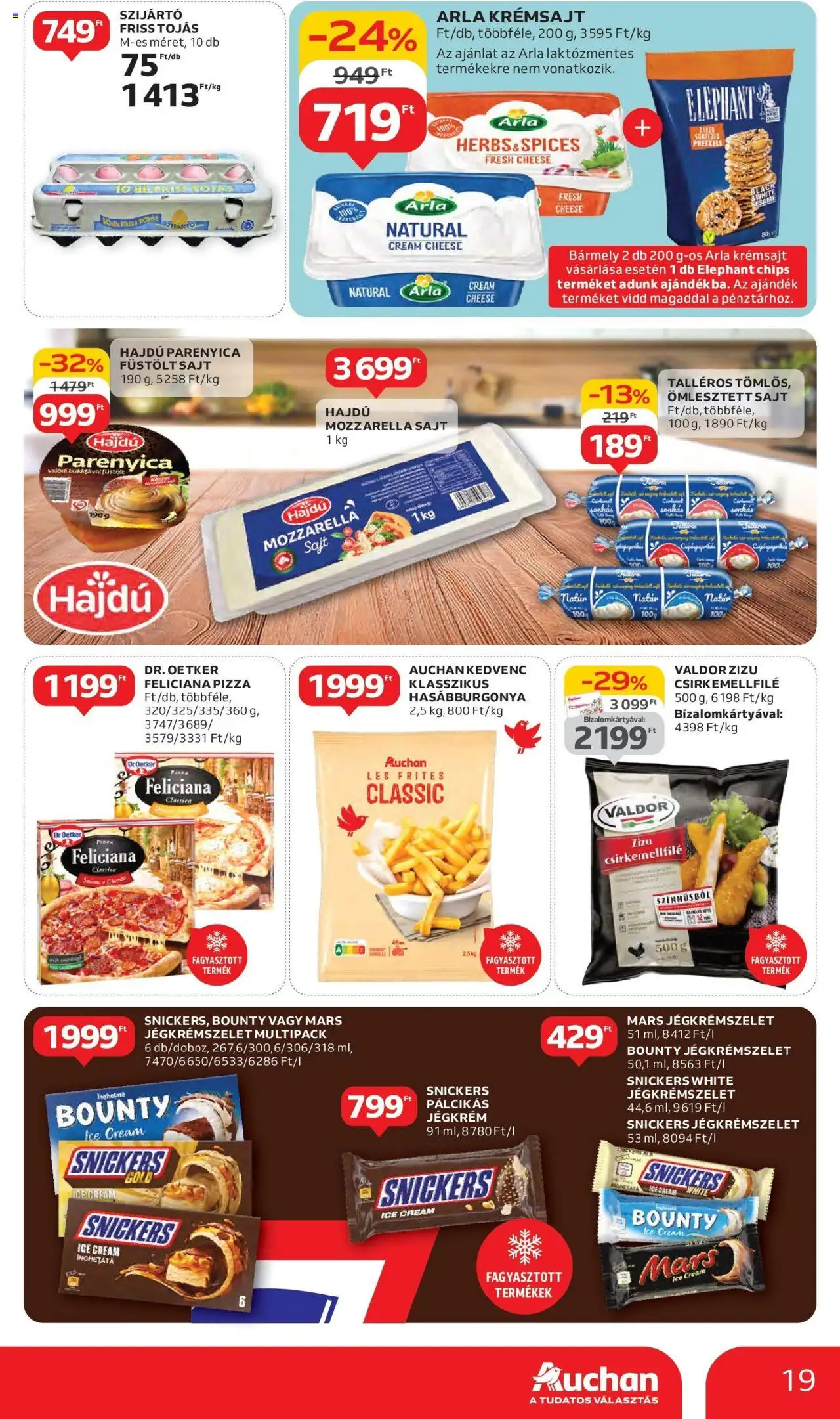 Auchan akciós ujság - amely érvényes a következő dátumtól: 05.06.2025 | Oldal: 19 | Termékek: Parenyica, Füstölt sajt, Tojás, Pálcikás jégkrém