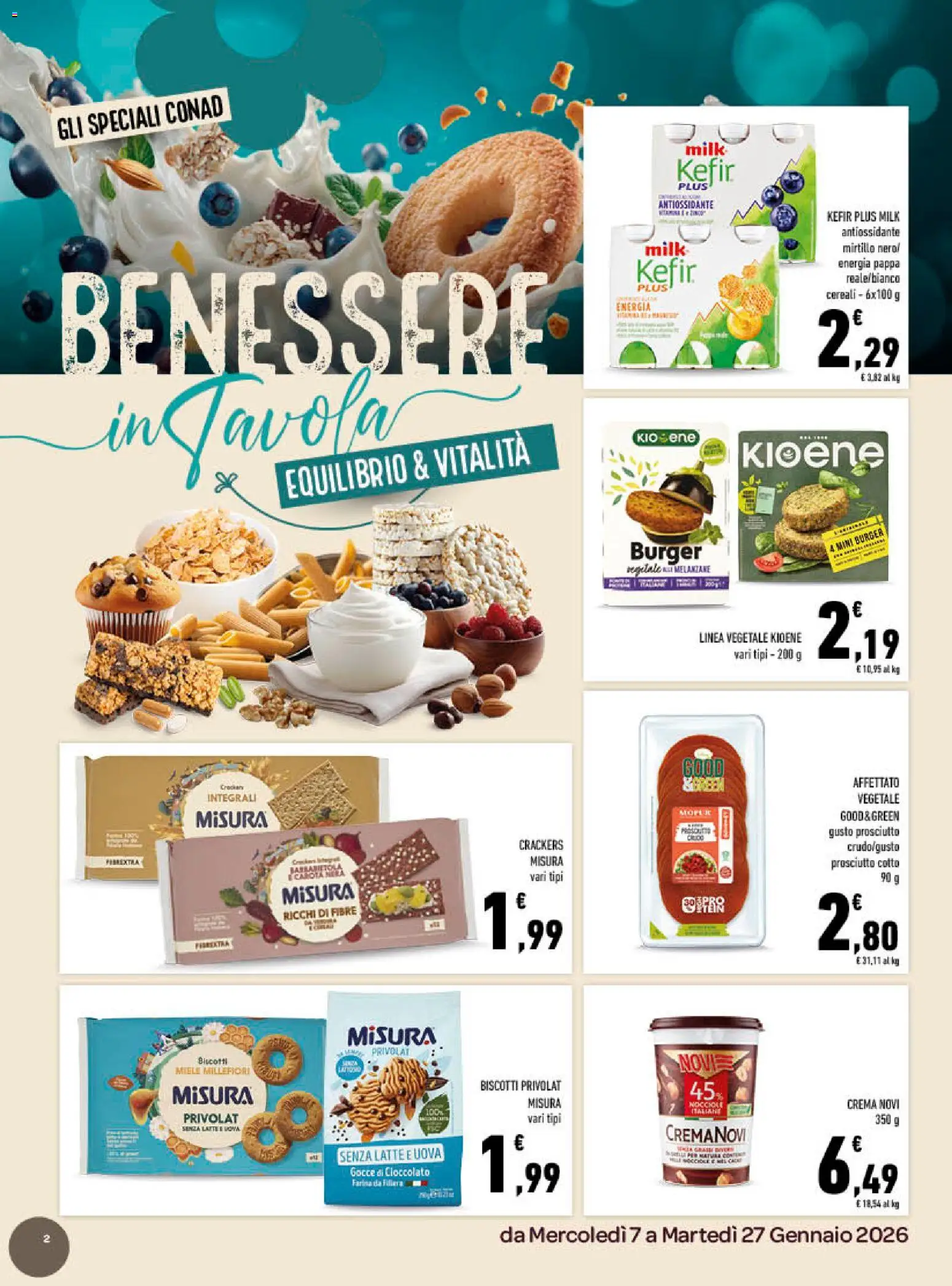 Volantino Conad del 07.01.2026 | Pagina: 2 | Prodotti: Crema, Biscotti, Melanzane, Miele