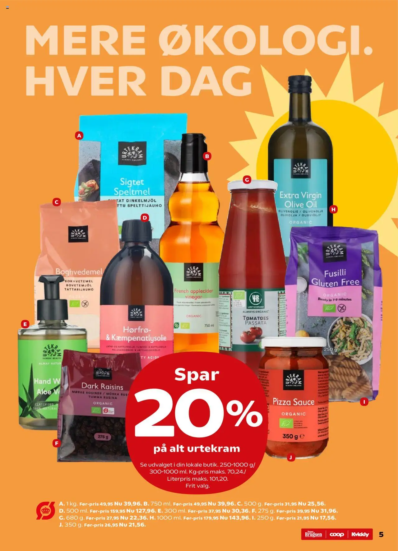 Super Brugsen Tilbudsavis gyldig fra 04.07.2025 | Side: 5 | Produkter: Pasta, Rosiner, Cider, Olivenolie