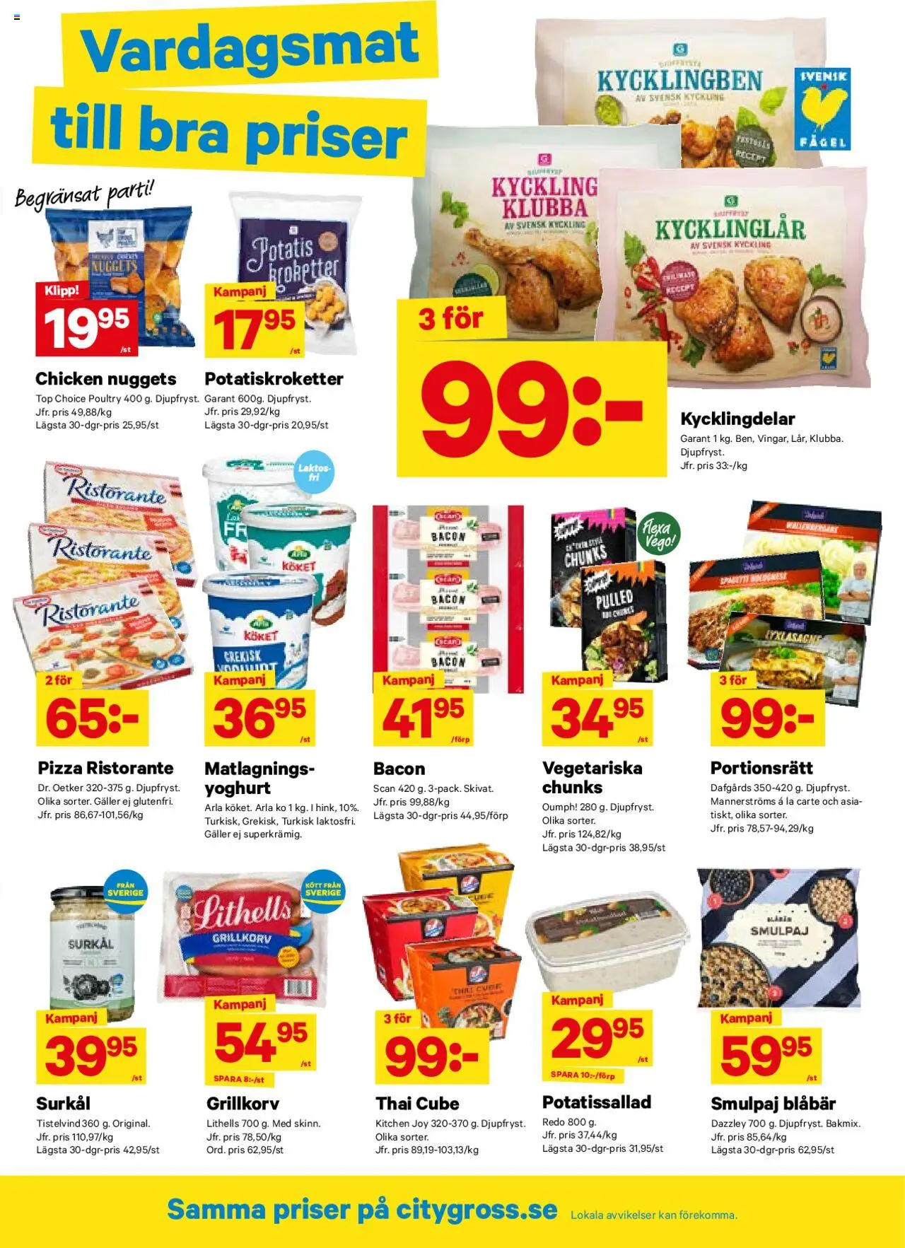 City Gross reklamblad aktuell från 06.10.2025 | Sida: 6 | Produkter: Bacon, Galler, Yoghurt, Potatis