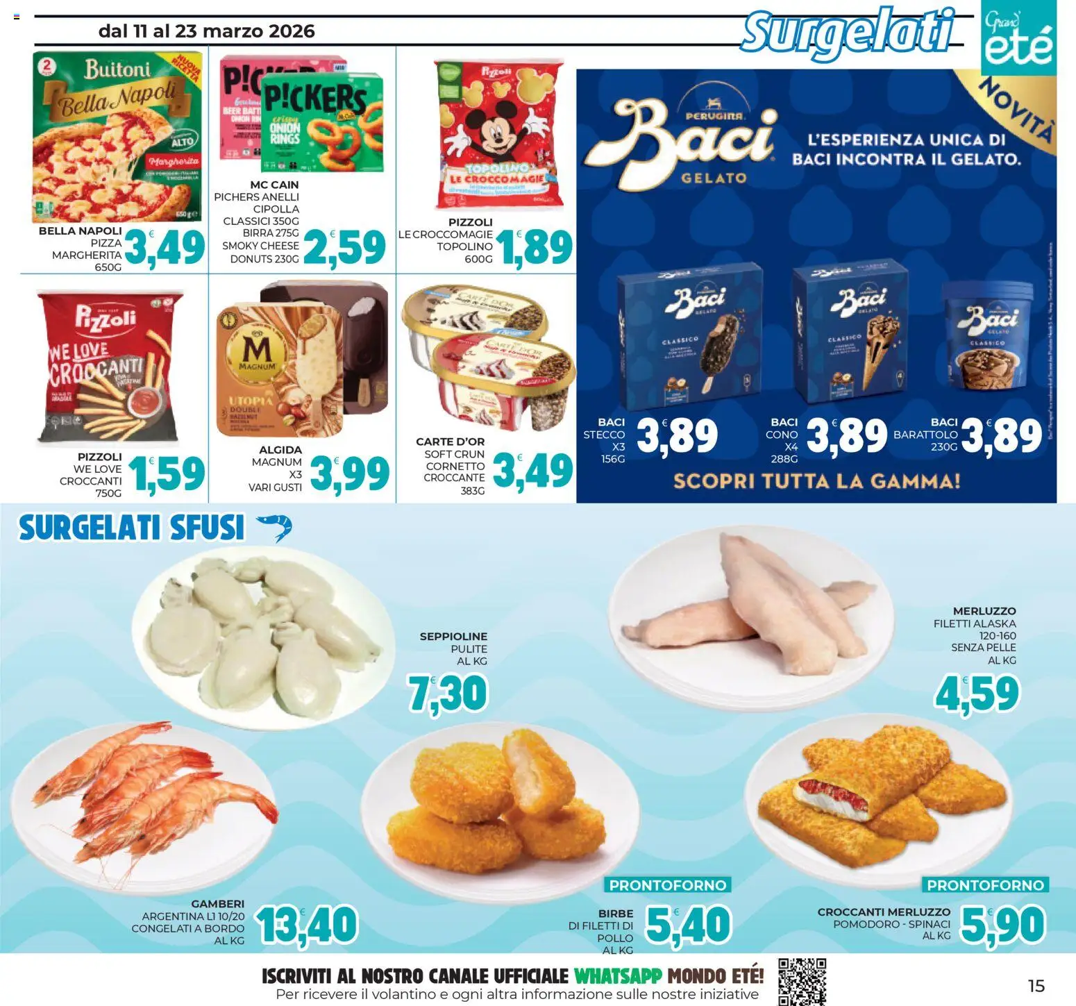 Volantino Eté del 11.03.2026 | Pagina: 15 | Prodotti: Pizza, Birra, Merluzzo, Pomodoro