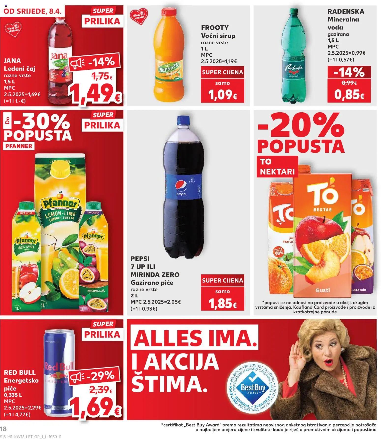 Kaufland katalog | vrijedi od 08.04.2026 | Stranica: 18 | Proizvodi: Pepsi, Sok, Voda, Red Bull