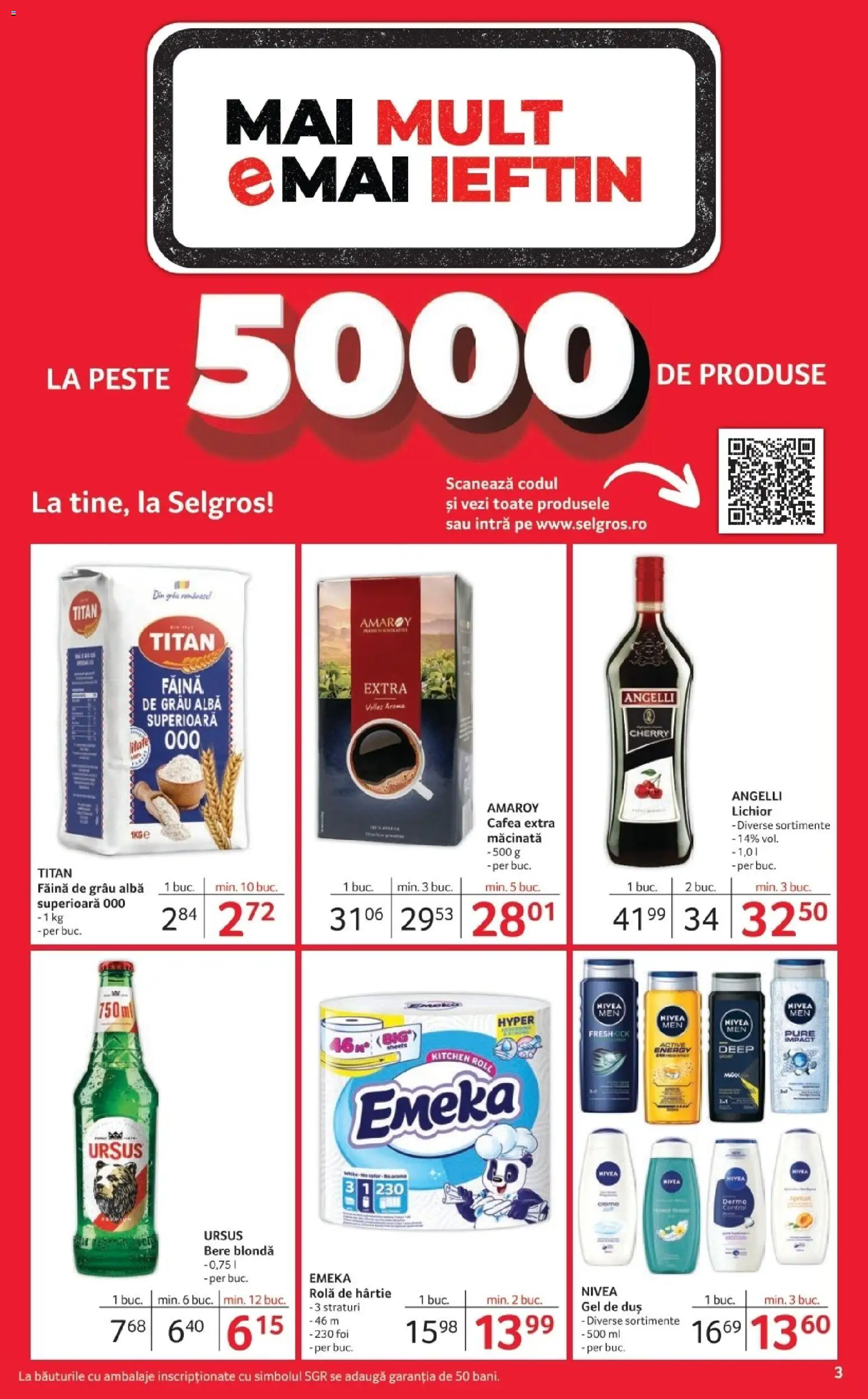 Noul catalog Selgros – valabil de la 12.12.2025 | Pagină: 3 | Produse: Duș, Cafea, Gel de duș, Făină