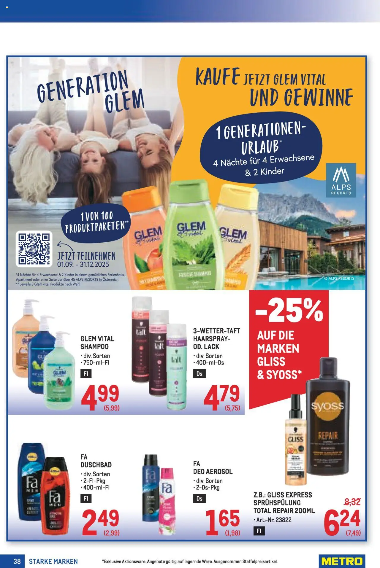 Metro  Starke Marken gültig ab 18.09.2025 | Seite: 38 | Produkte: Shampoo, Haarspray
