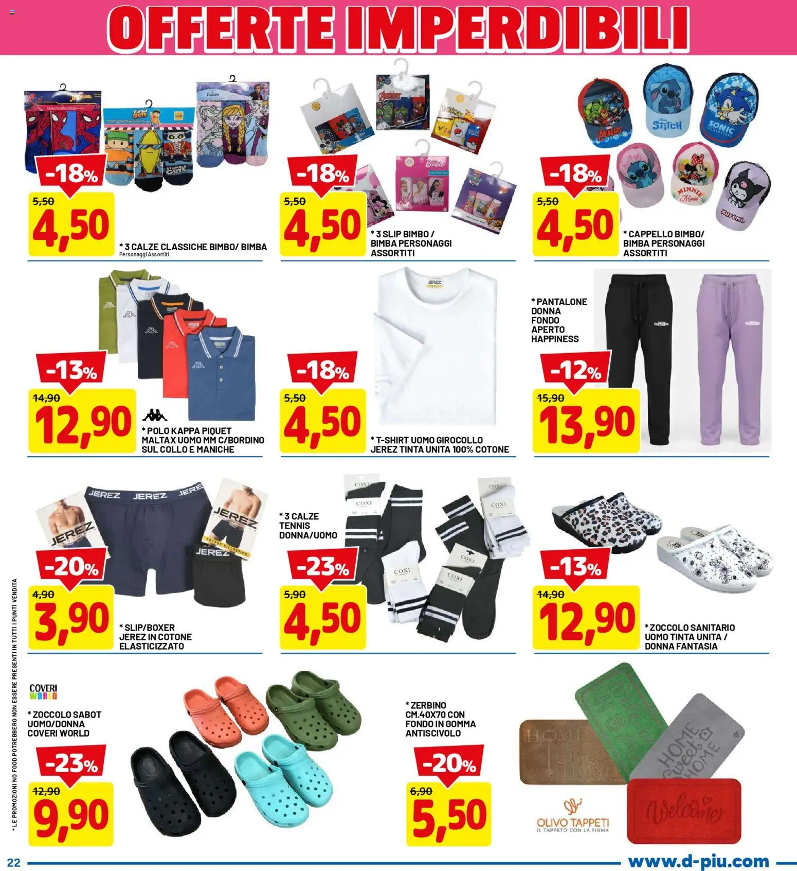 Volantino D Più del 26.03.2026 | Pagina: 22 | Prodotti: Slip, Cappello, Polo, Zerbino