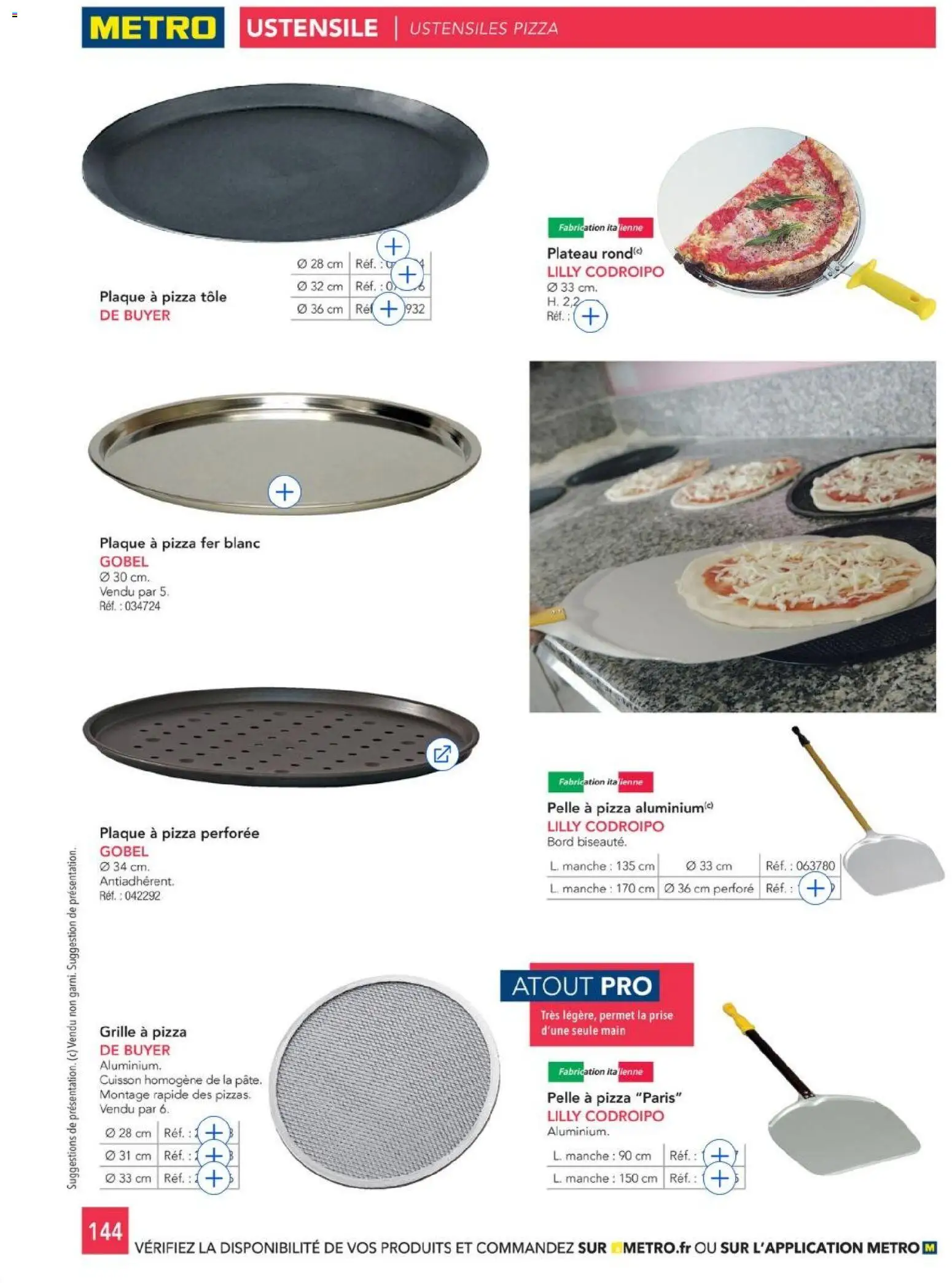 {H1} | Page: 144 | Produits: Plateau, Prise, Pelle à pizza, Pizza