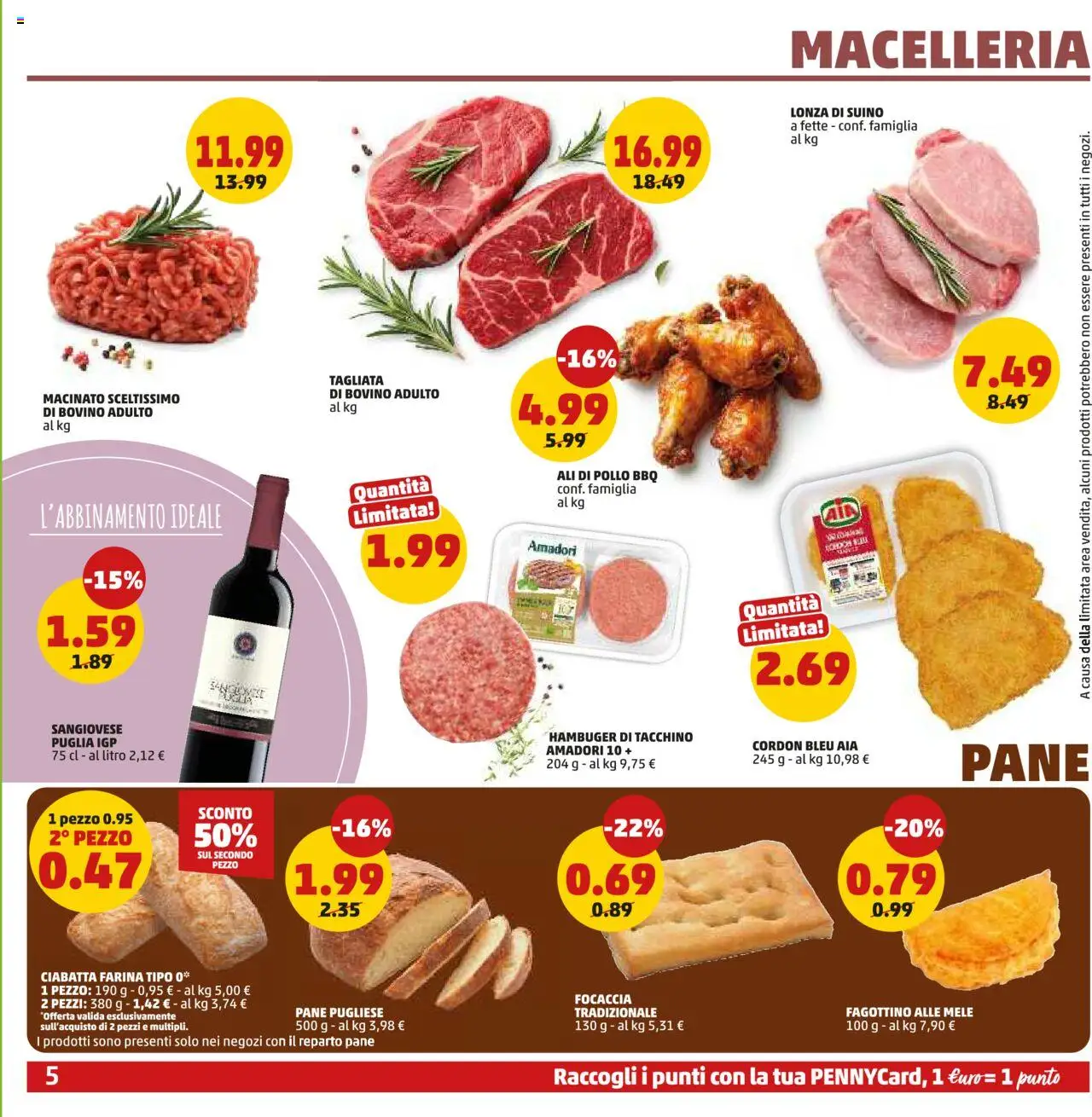 Volantino PENNY del 14.08.2025 | Pagina: 5 | Prodotti: Pane, Pollo, Mele, Suino