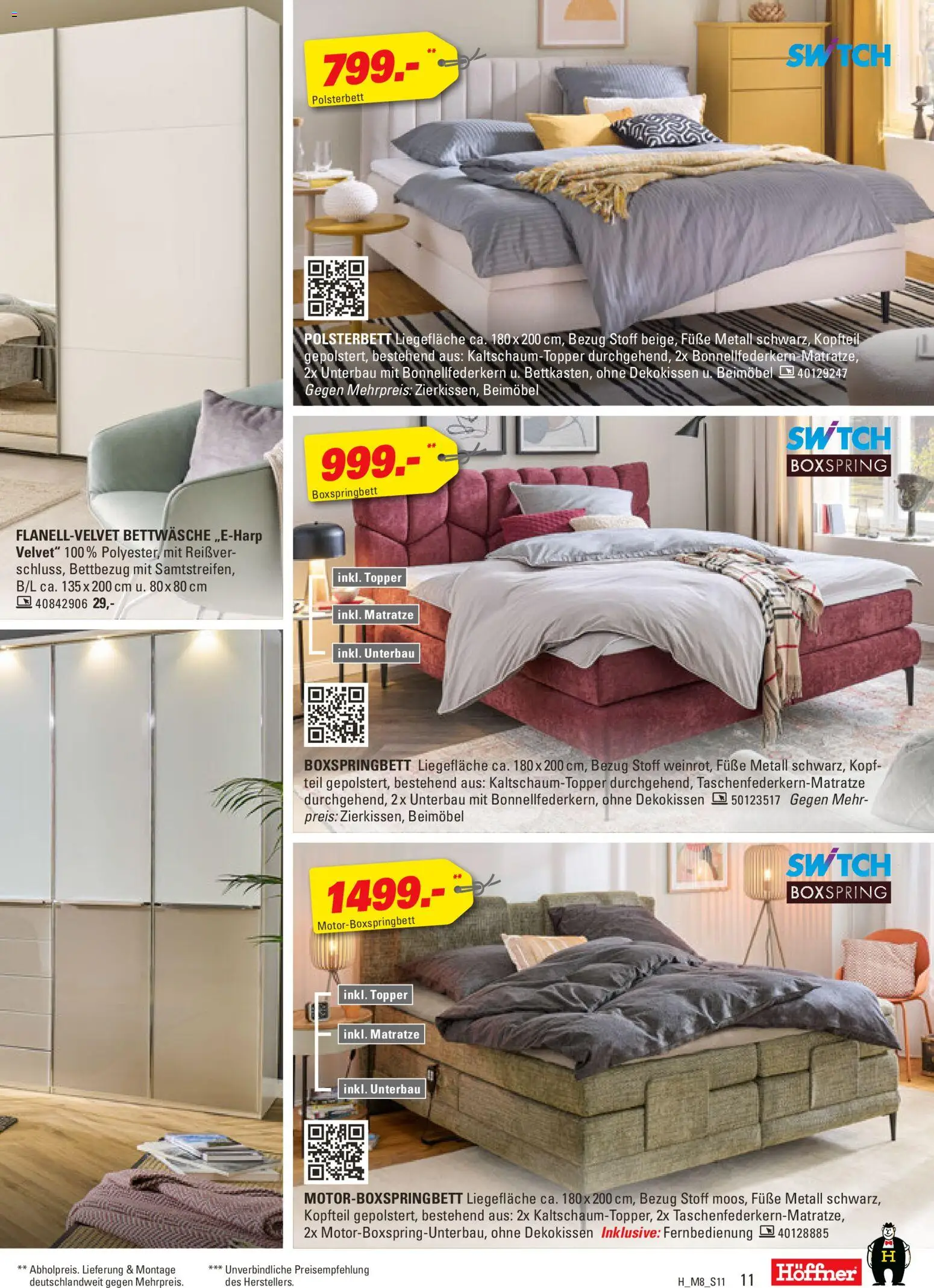 Höffner Prospekt 	 – gültig ab 12.11.2025 | Seite: 11 | Produkte: Matratze, Boxspringbett, Topper, Bettwäsche