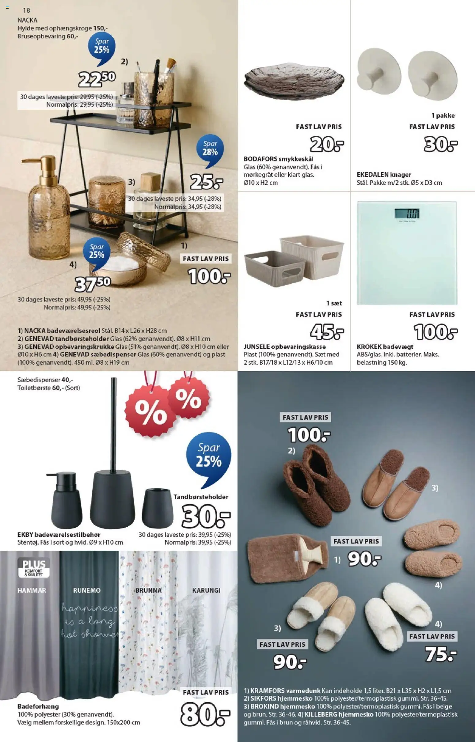 JYSK tilbudsavis – gyldig fra 16.01.2026 | Side: 18 | Produkter: Hylde, Is, Hjemmesko, Badeforhæng