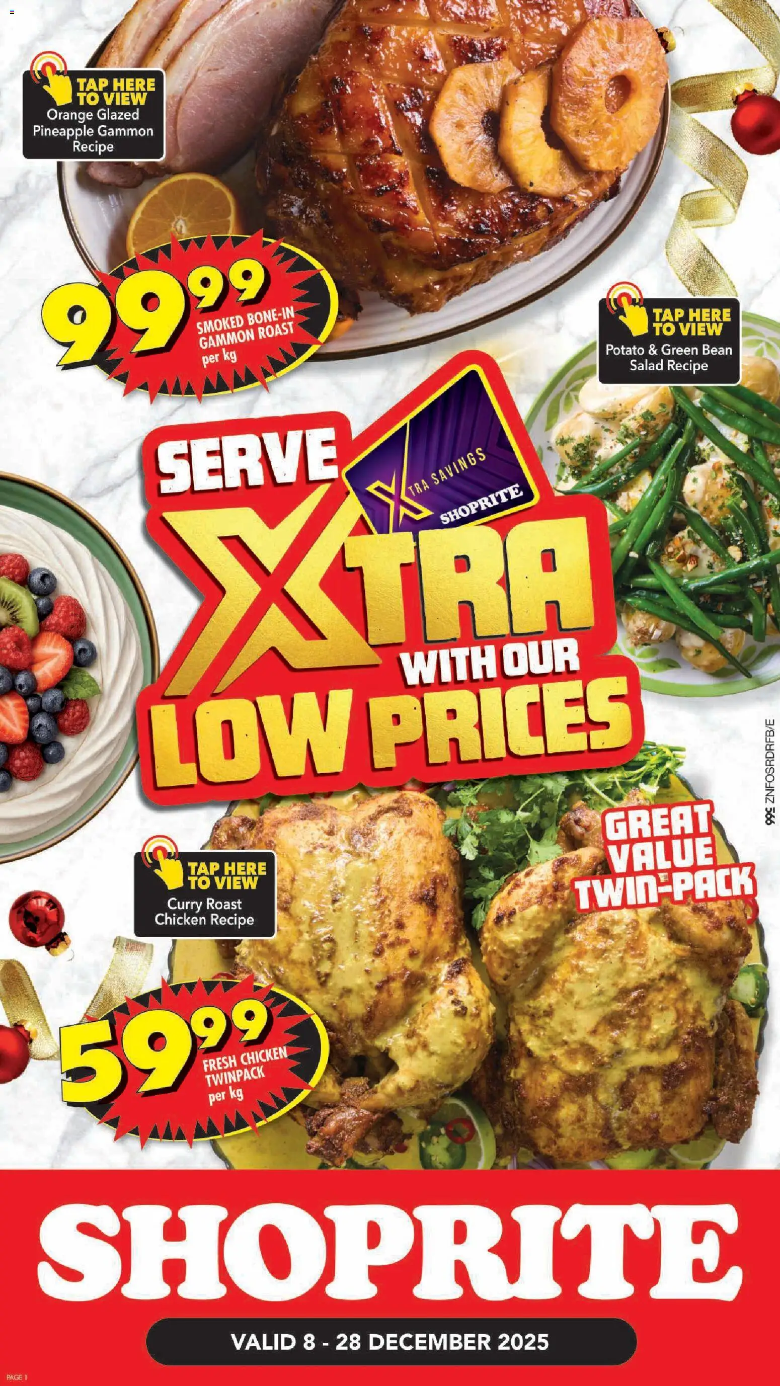 New Shoprite catalogue – valid from 08.12.2025 | Page: 1 | Products: Chicken, Pineapple, Tap, Salad