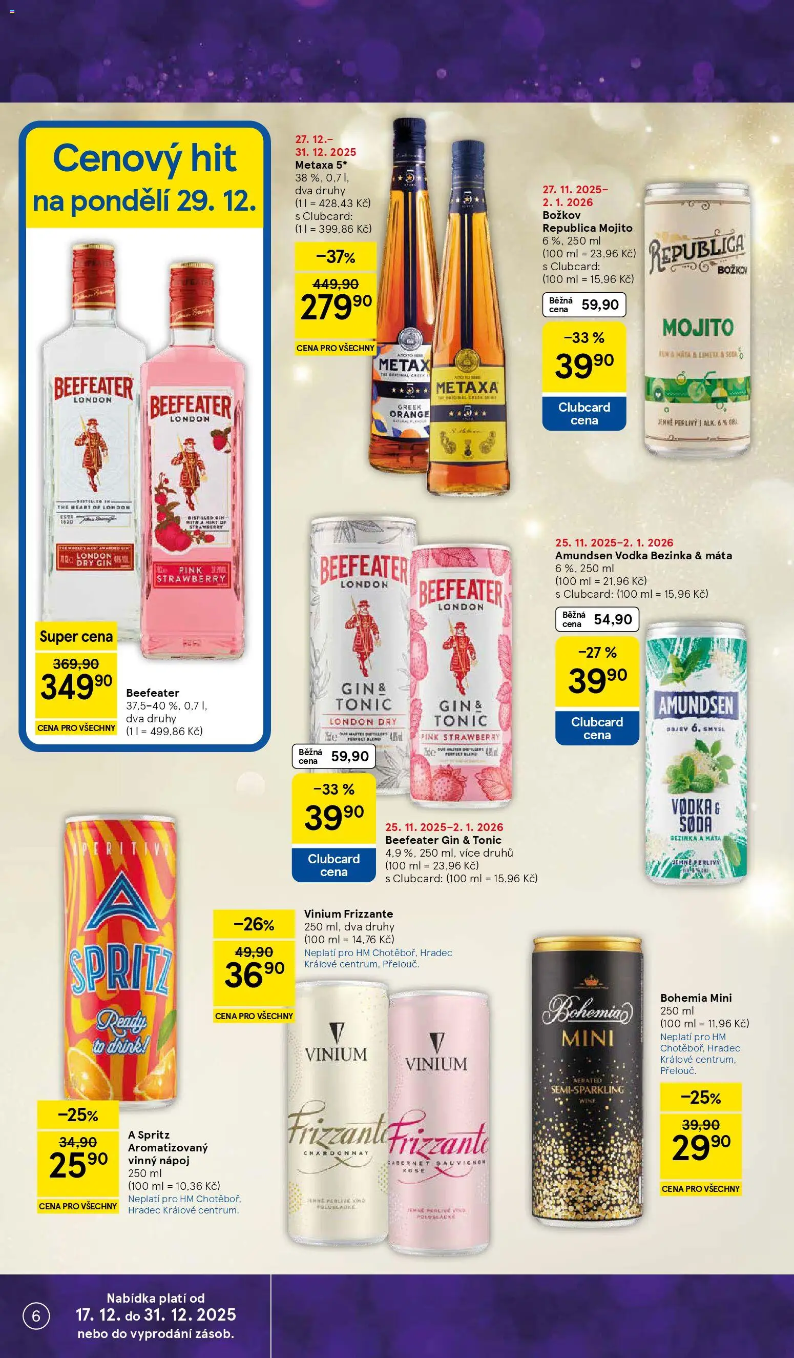 Tesco leták - Hypermarket od 27.12.2025 | Strana: 6 | Produkty: Spritz, Metaxa, Mojito, Dry gin