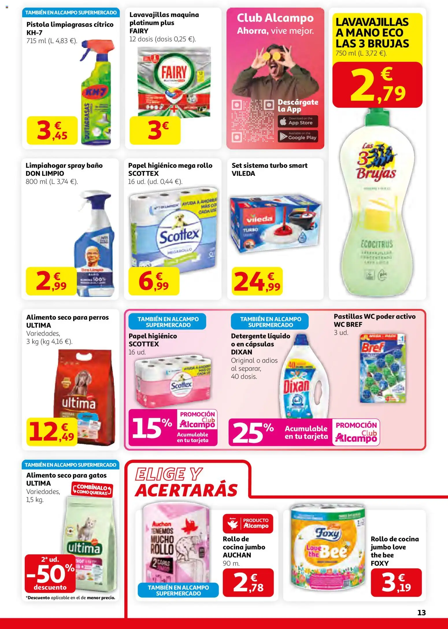 Alcampo - HP Nacional Unificado │ válido desde el 29.01.2026 | Página: 13 | Productos: Papel higienico, Detergente líquido, Cocina, Lavavajillas