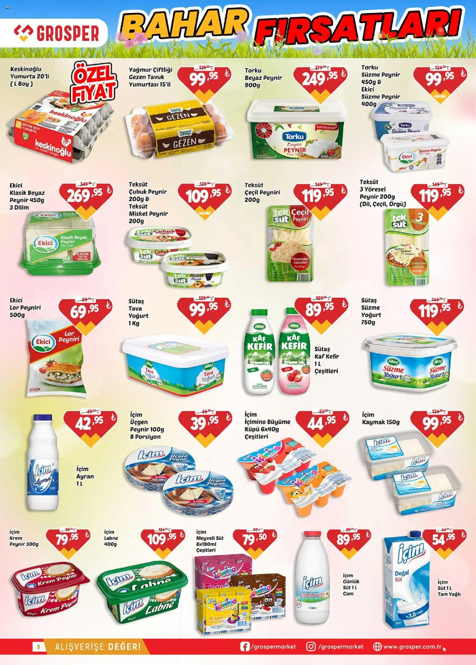 Grosper Katalog - 08.04.2026 tarihinden itibaren geçerlidir | Sayfa: 5 | Ürünler: Peynir, Yoğurt, Ekici, Süzme peynir