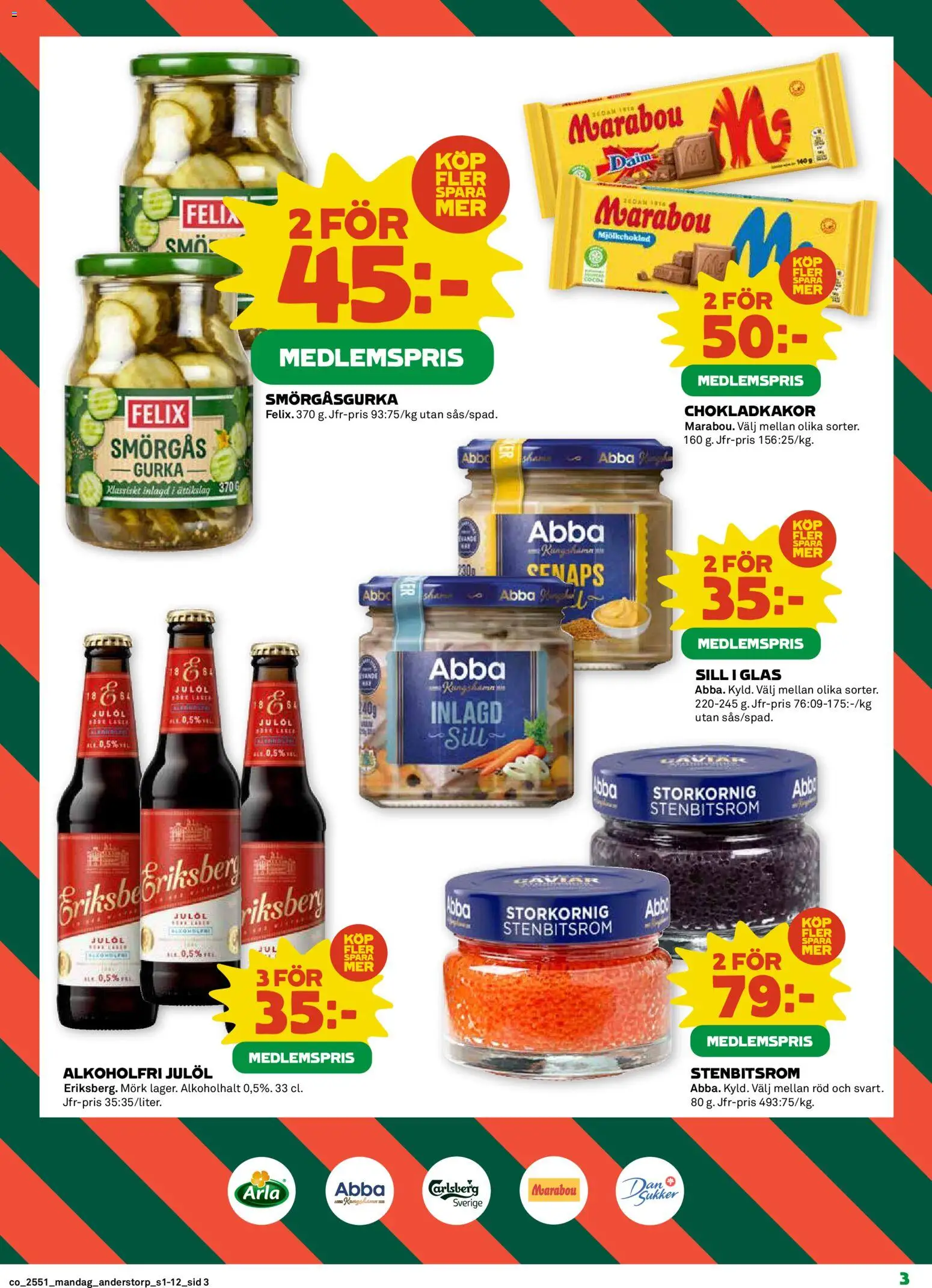 Coop reklamblad aktuell från 15.12.2025 | Sida: 3 | Produkter: Sill, Smör, Gurka