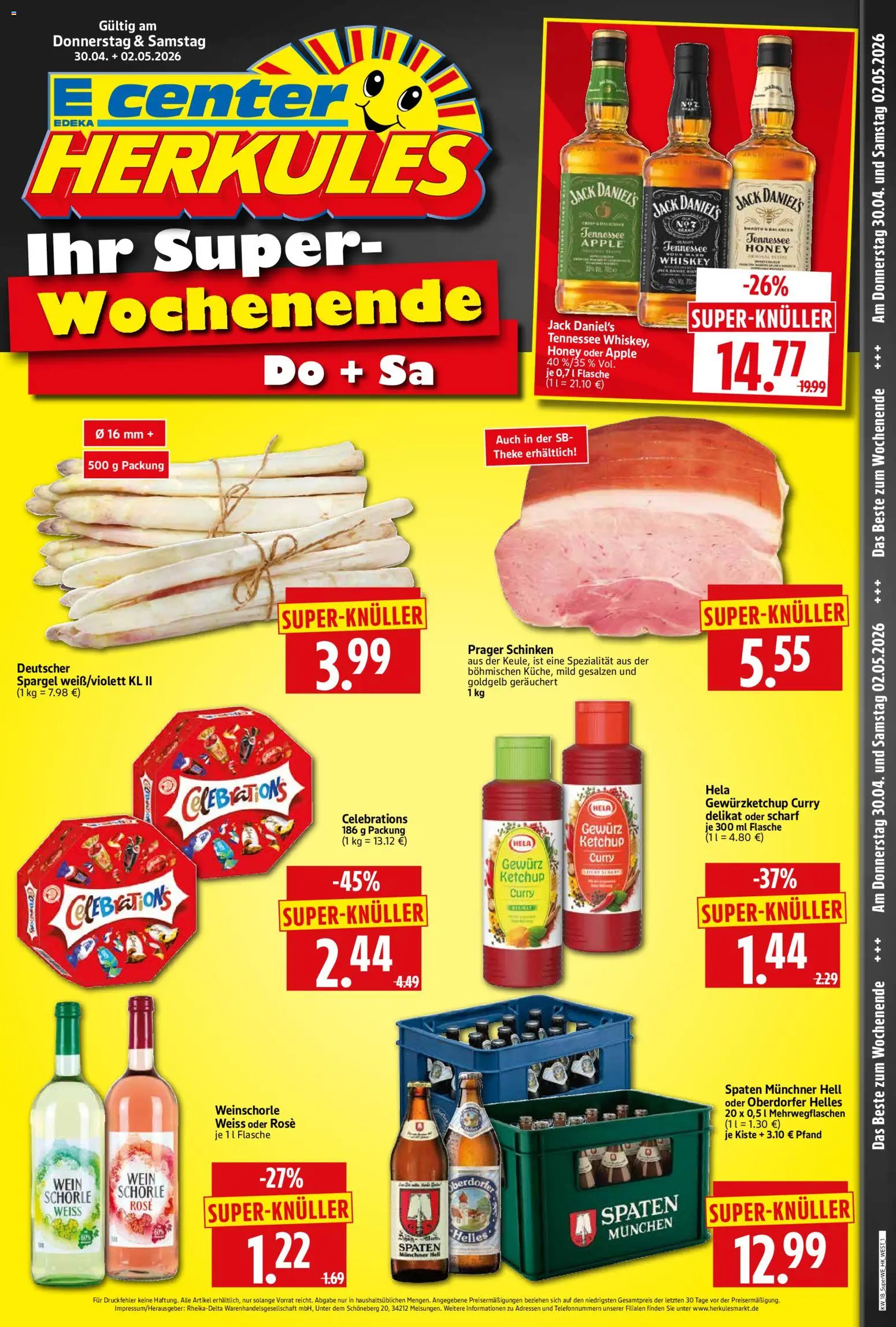 HERKULES Sonderbeilage – gültig ab 30.04.2026 | Seite: 1 | Produkte: Spargel, Celebrations, Apple, Weinschorle