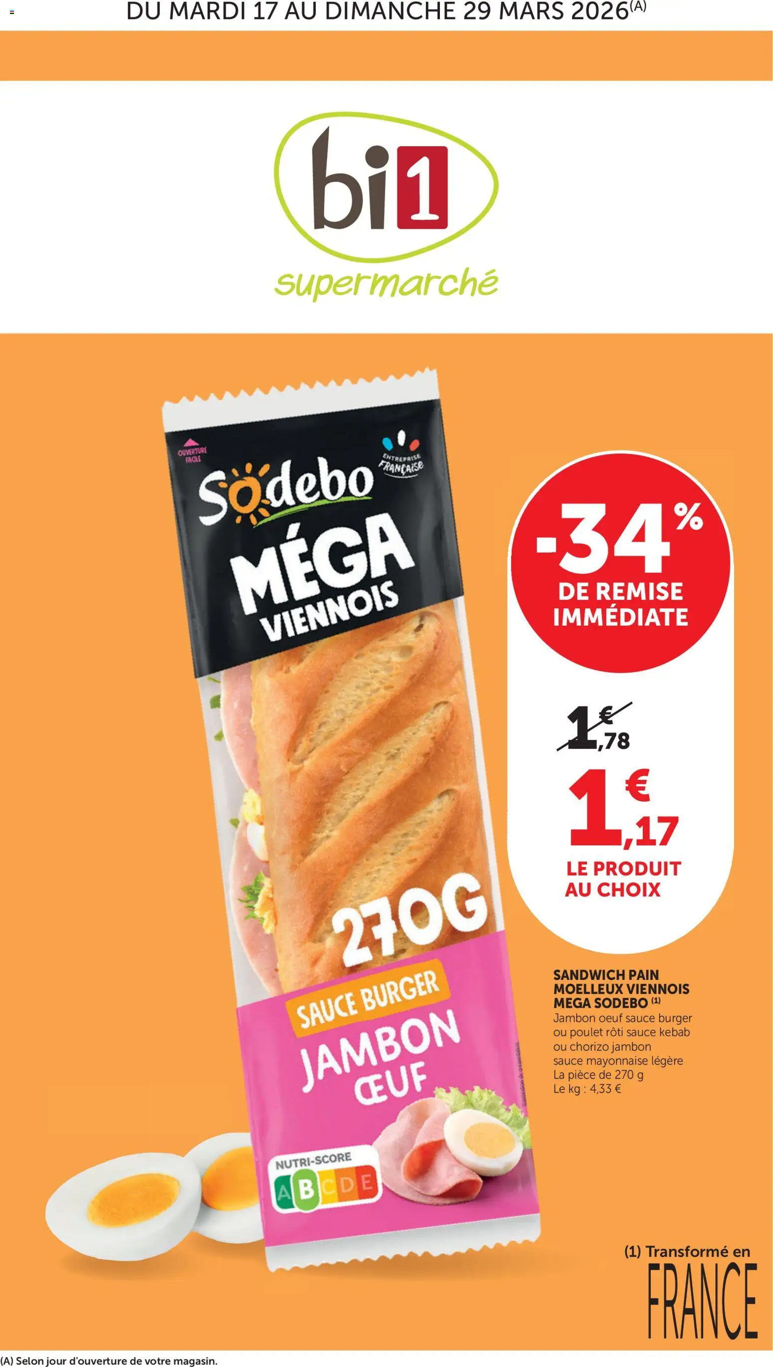 {H1} | Page: 1 | Produits: Chorizo, Sandwich, Mayonnaise, Pain