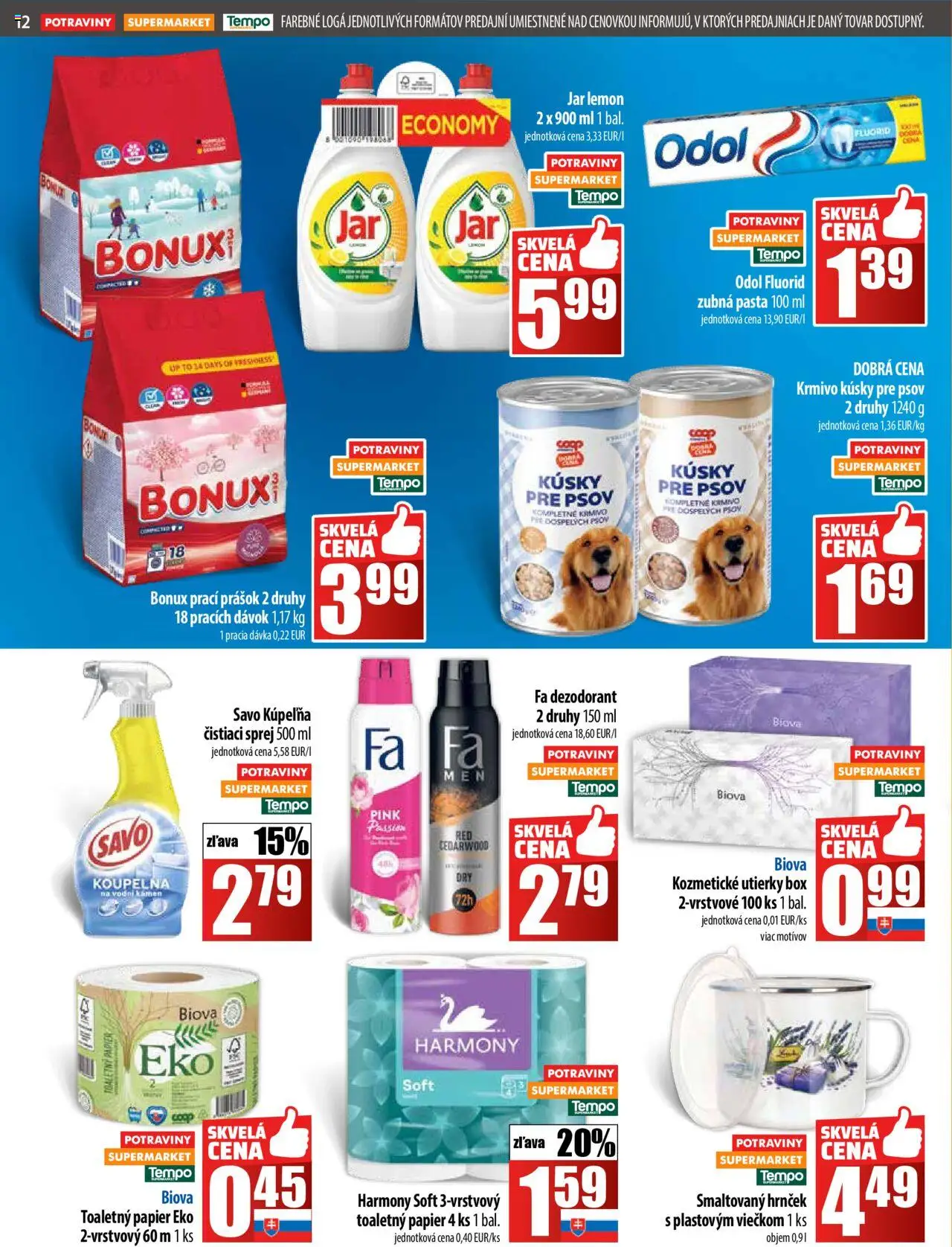 COOP Jednota leták │ platný od 24.07.2025 | Strana: 12 | Produkty: Kúpelňa, Prací prášok, Toaletný papier, Zubná pasta
