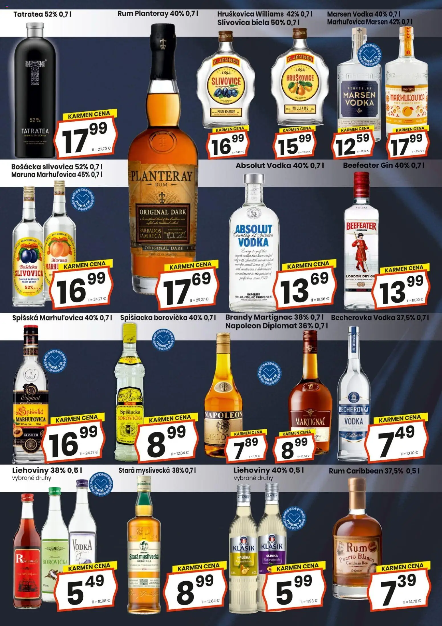 Nové KARMEN CBA akcie – leták je platný od 20.11.2025 | Strana: 12 | Produkty: Borovička, Gin, Brandy, Rum