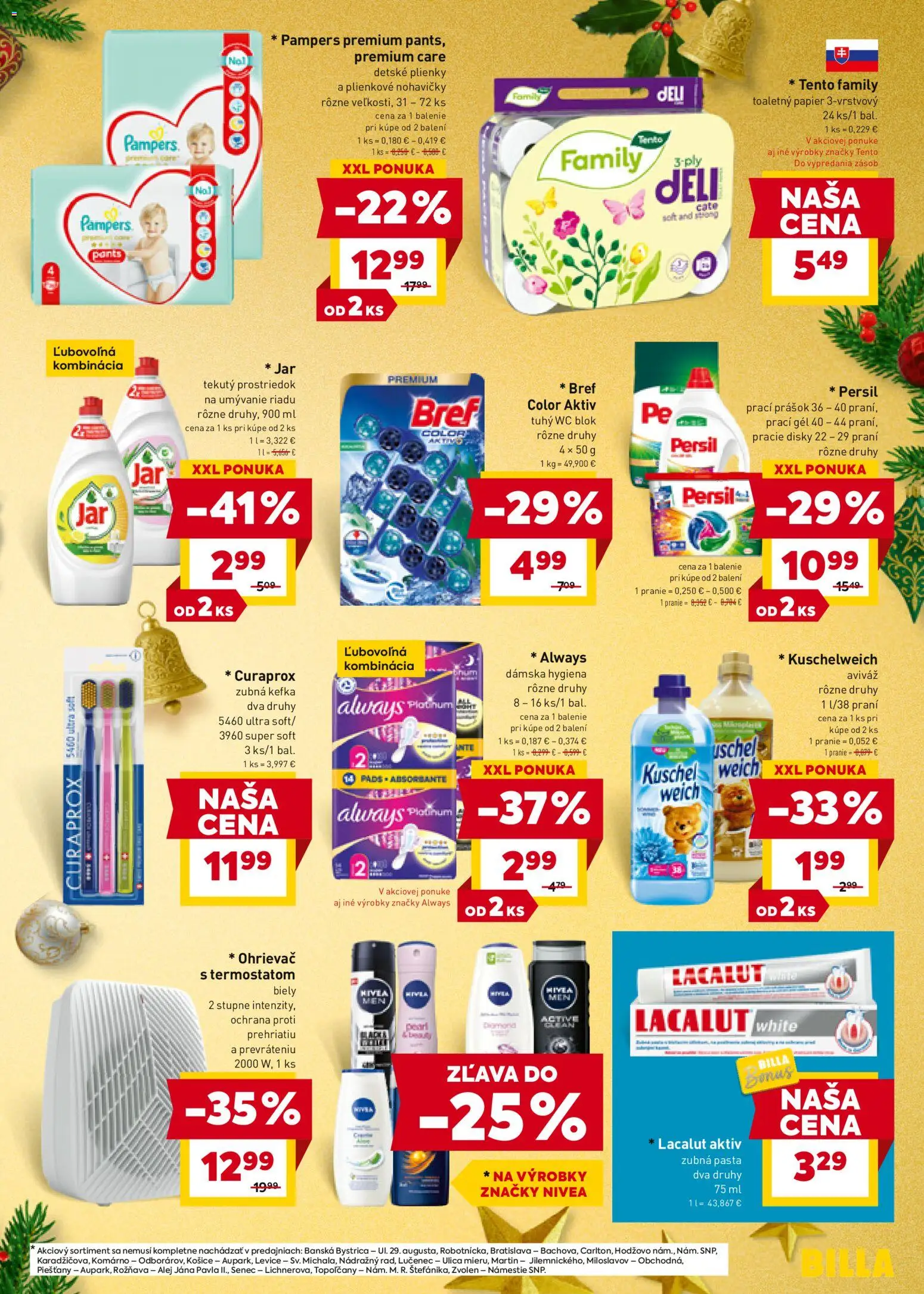 Nové Billa akcie – leták je platný od 17.12.2025 | Strana: 21 | Produkty: Zubná kefka, Ohrievač, Prací prášok, Wc blok
