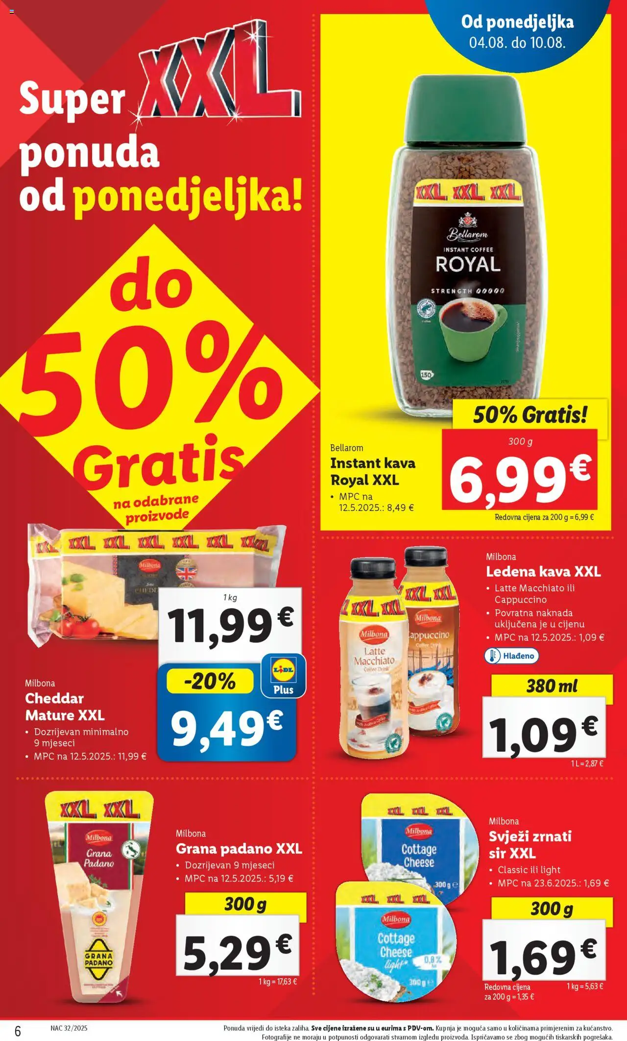 Lidl katalog | vrijedi od 04.08.2025 | Stranica: 6 | Proizvodi: Grana Padano, Sir, Kava, Cappuccino