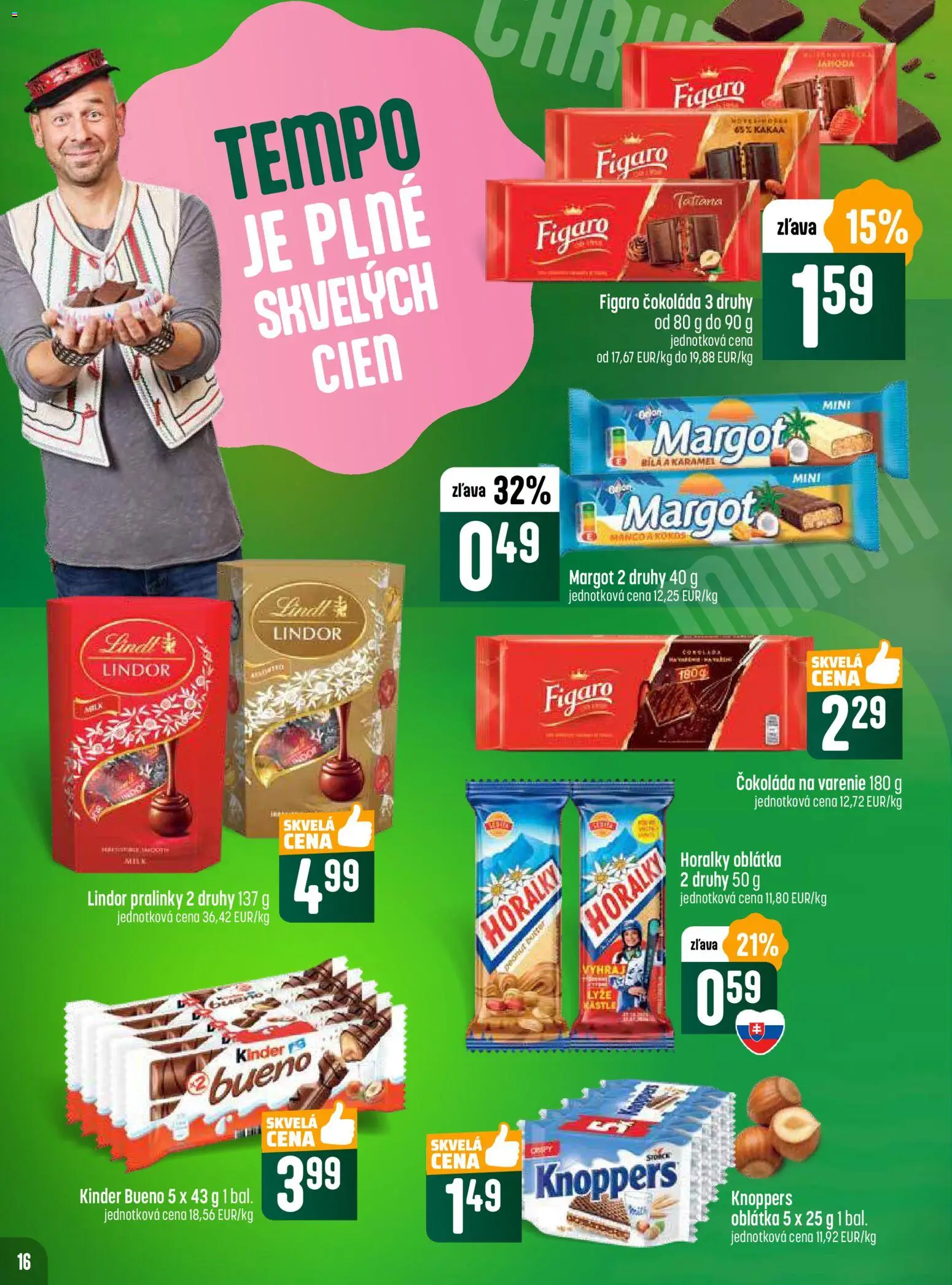 Nové COOP Jednota akcie – leták je platný od 13.11.2025 | Strana: 16 | Produkty: Lindor, Kinder Bueno, Lyže, Horálky